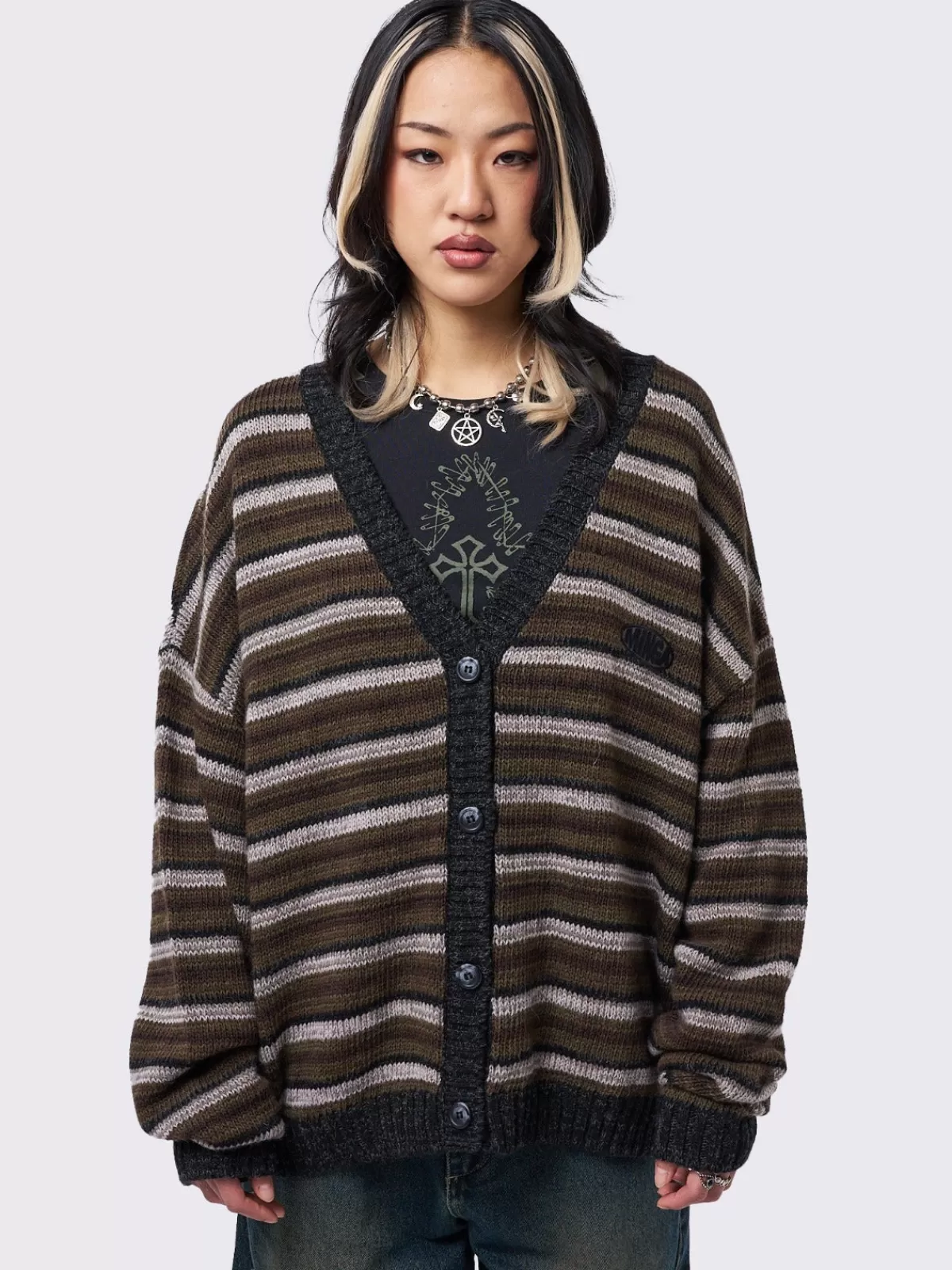 Cheap Minga London Gilmore Striped Knit Cardigan Brown