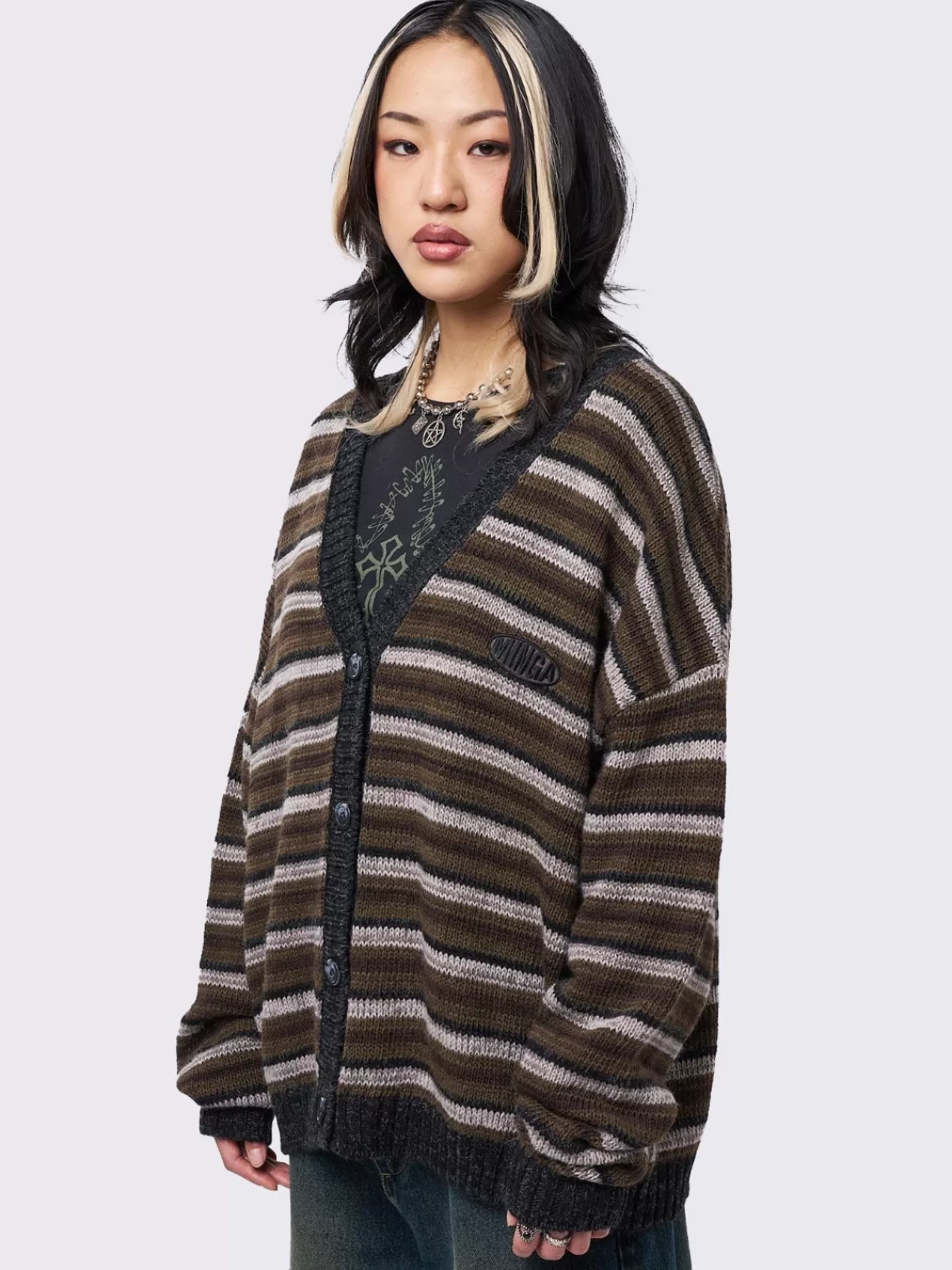 Cheap Minga London Gilmore Striped Knit Cardigan Brown
