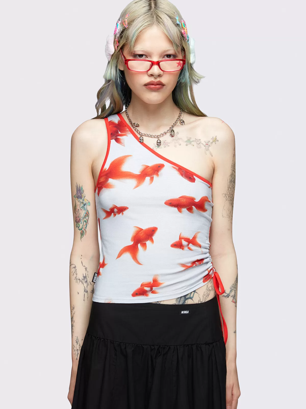 Flash Sale Minga London Gone Fishing One Shoulder Top White