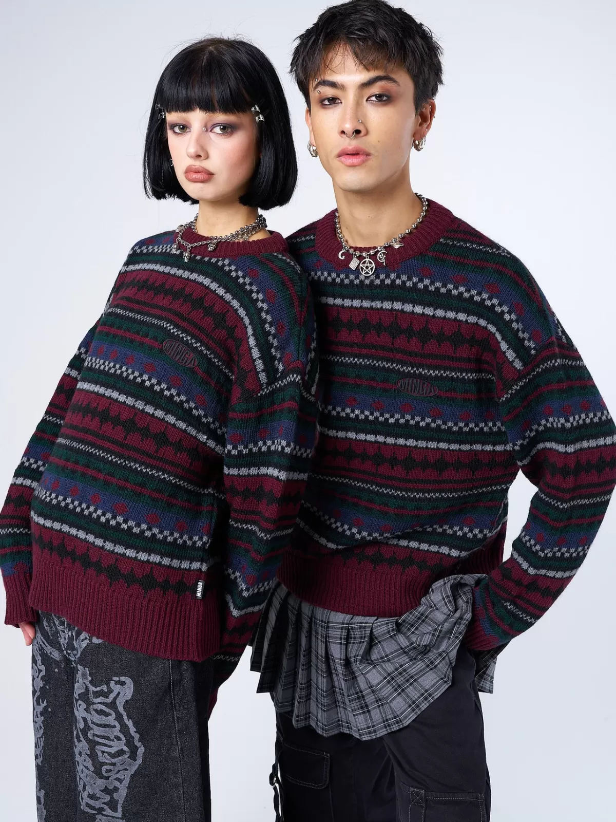 New Minga London Grandpa Jacquard Knit Jumper Multi