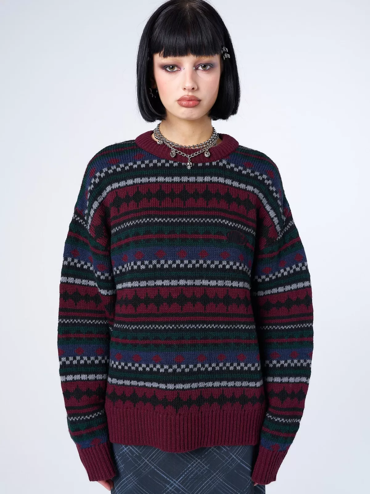 New Minga London Grandpa Jacquard Knit Jumper Multi