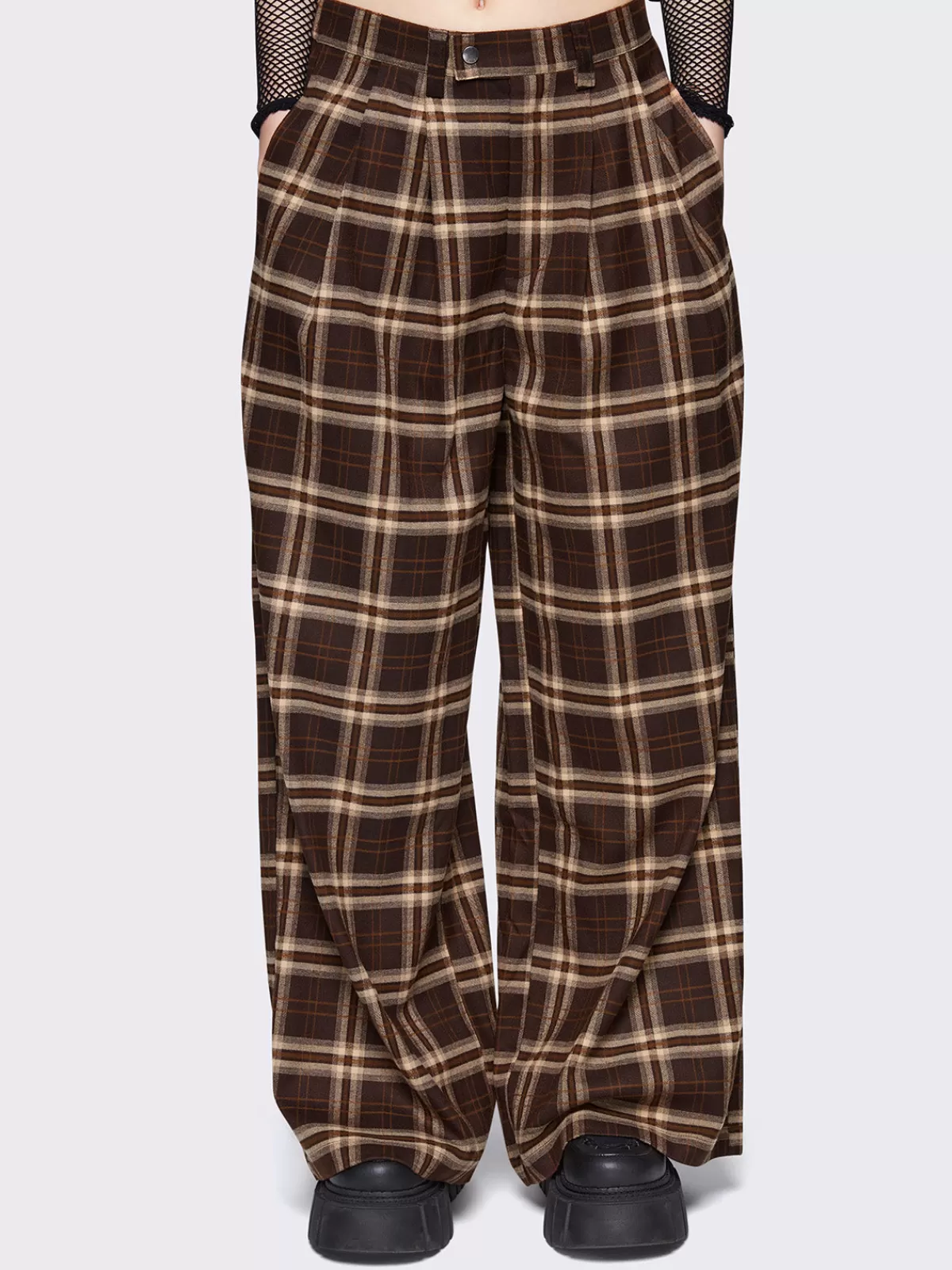 Outlet Minga London Hari Plaid Grandpa Pants Brown