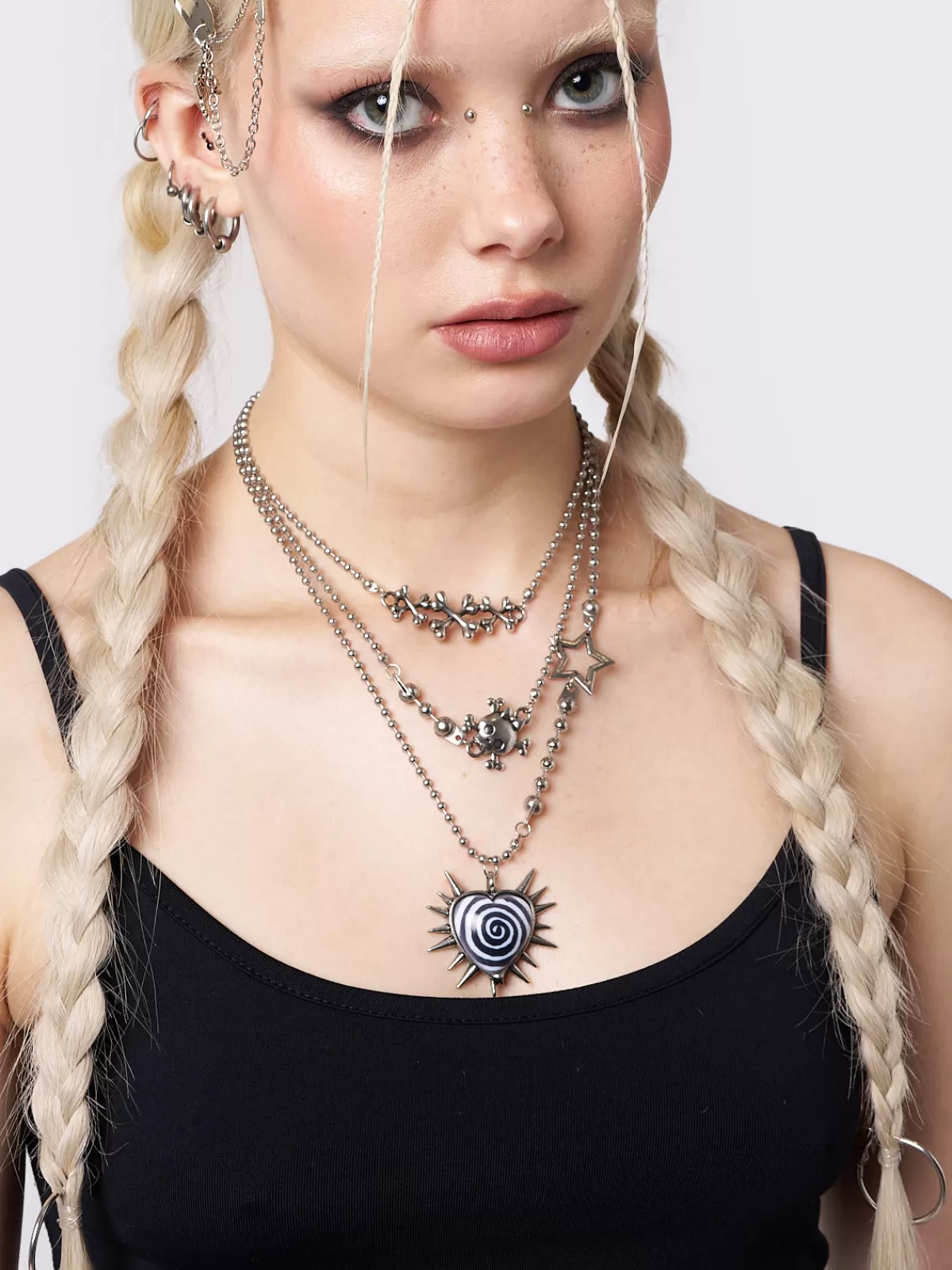 Cheap Minga London Heart Spikes Necklace Silver