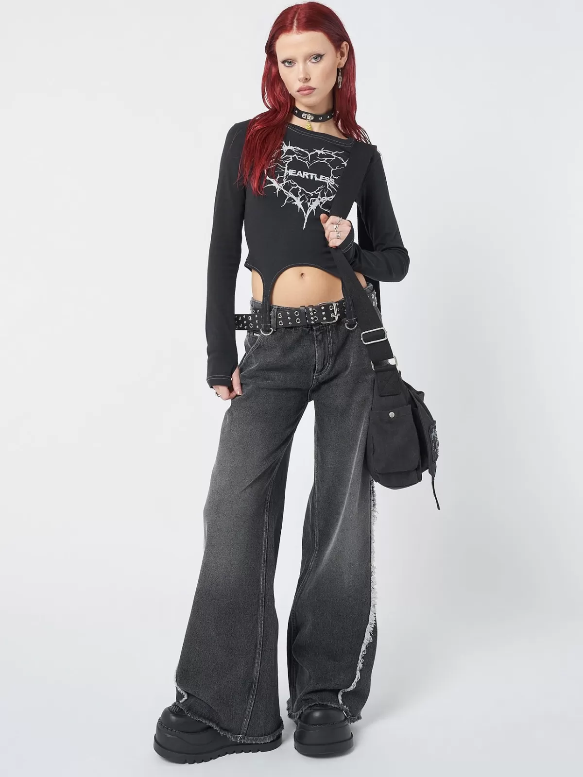 Fashion Minga London Heartless Straps Top Black