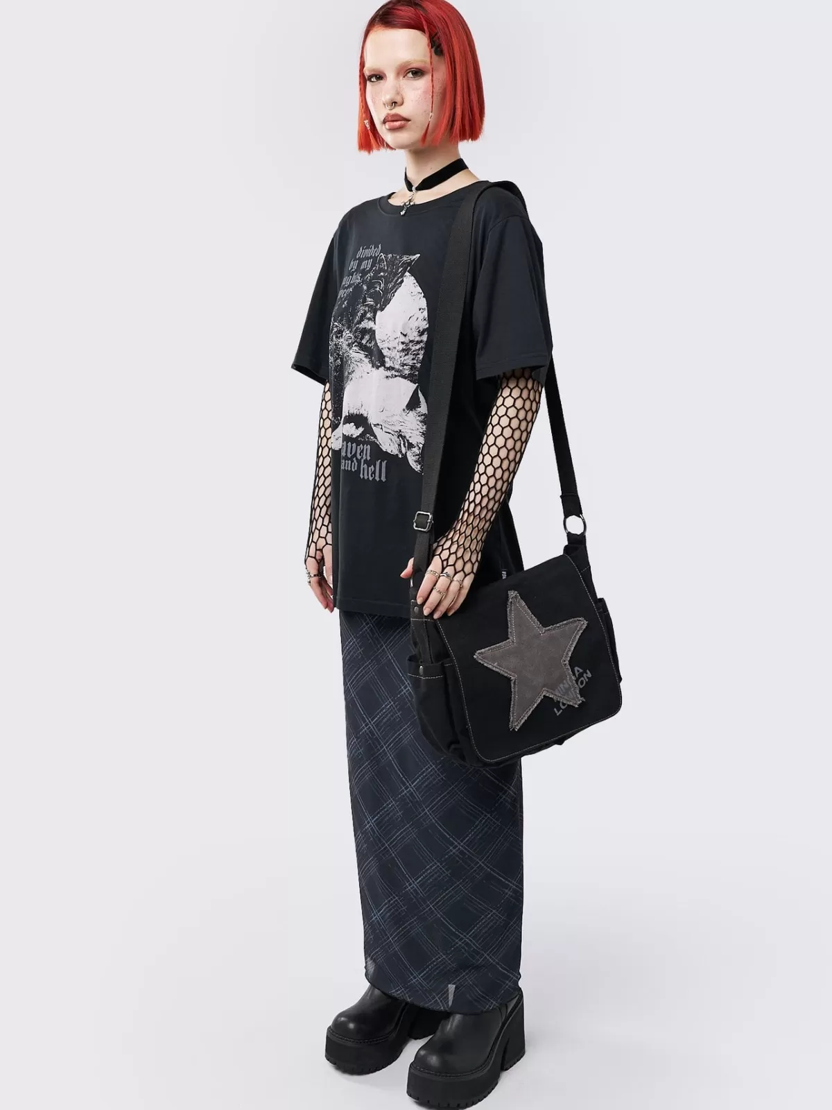 Outlet Minga London Heaven & Hell Cat Graphic T-shirt Black