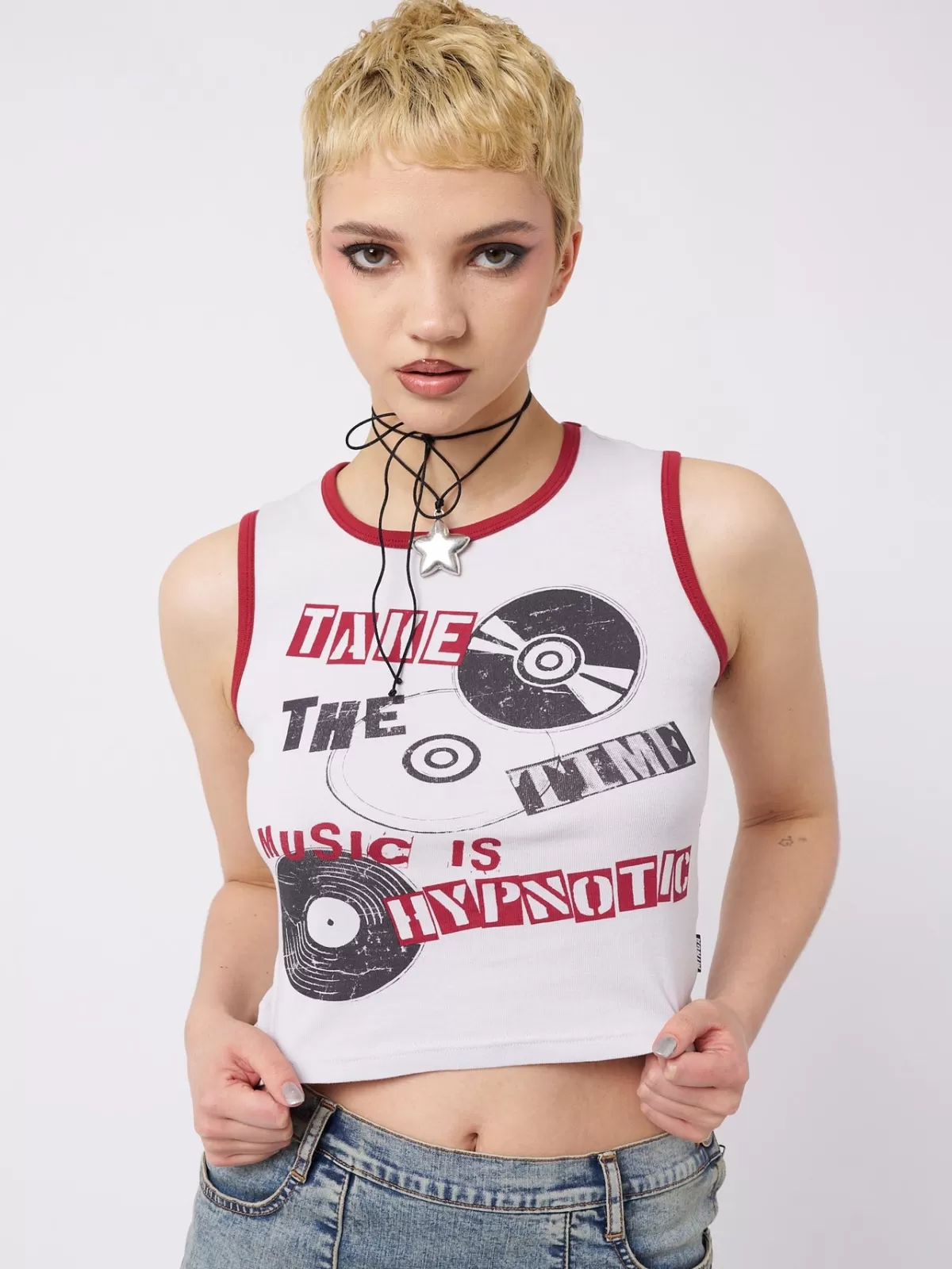 Cheap Minga London Hypnotic Graphic Print Vest Top White