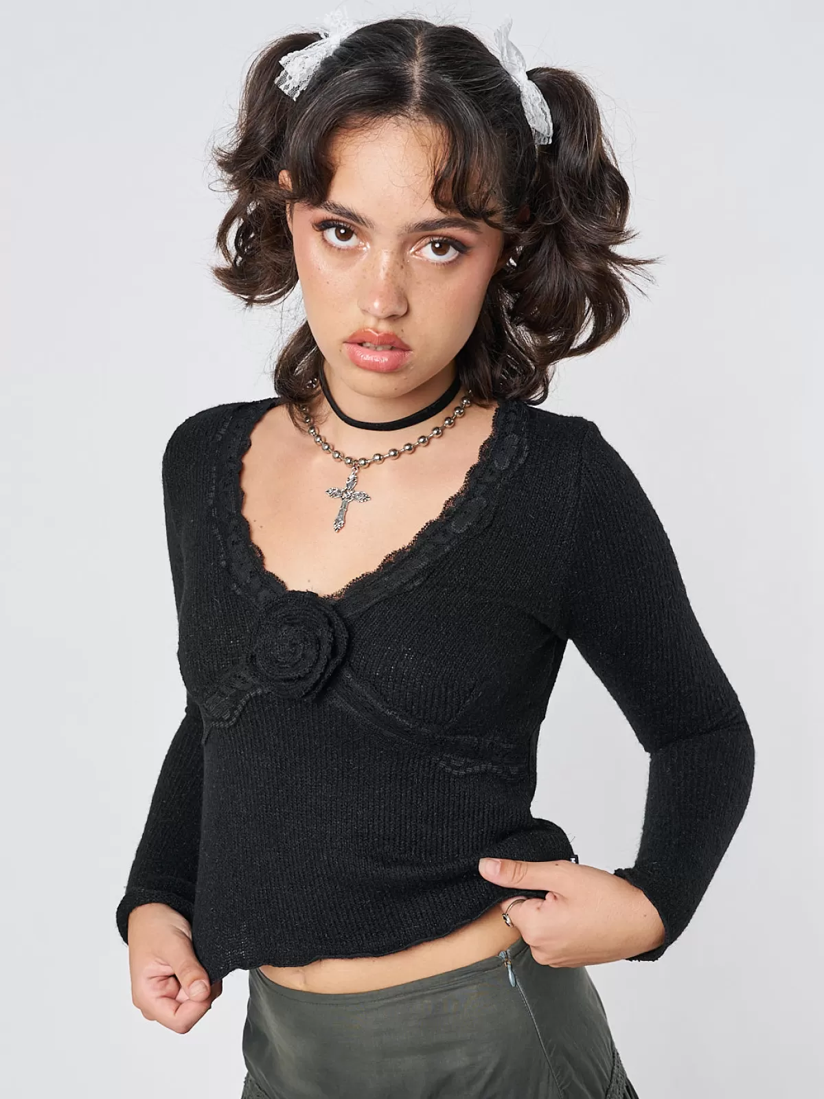 Best Sale Minga London Ida Rose Knitted Top Black