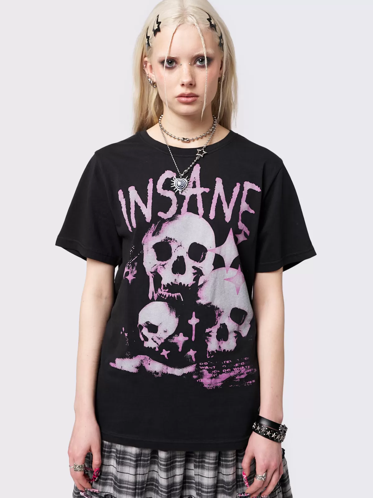 Cheap Minga London Insanity Skulls Oversized Graphic T-shirt Black