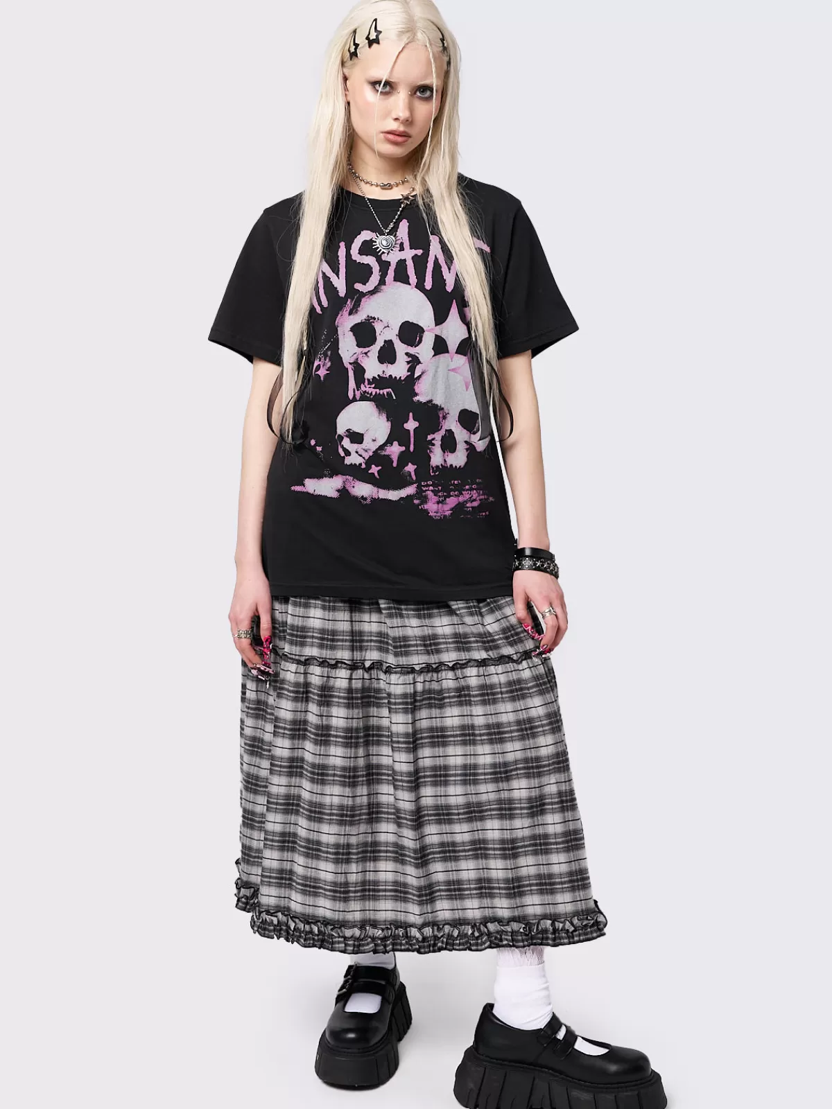 Cheap Minga London Insanity Skulls Oversized Graphic T-shirt Black
