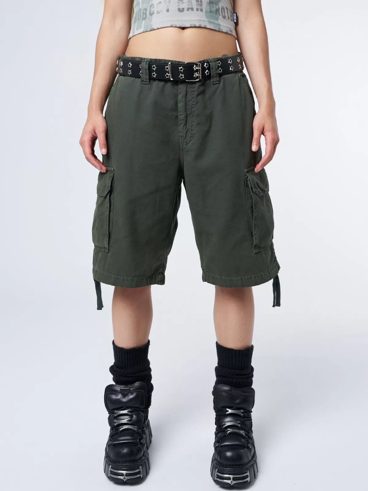Fashion Minga London Issa Long Cargo Shorts Green