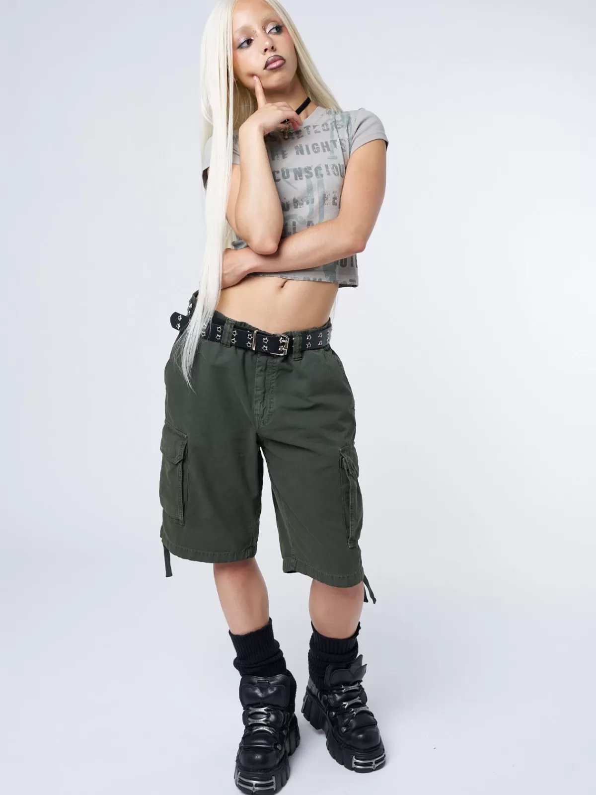 Fashion Minga London Issa Long Cargo Shorts Green