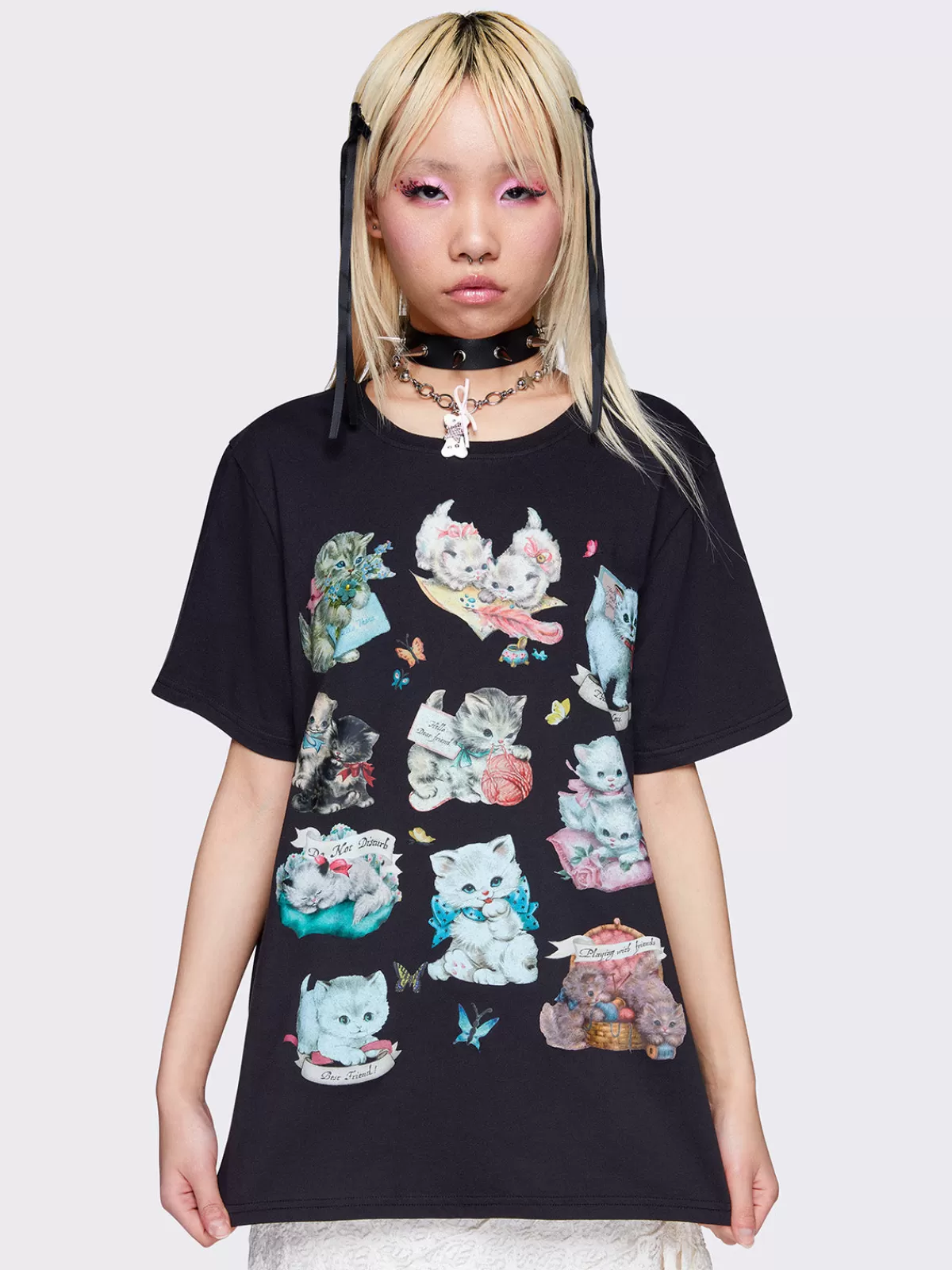Cheap Minga London Kitty Paradise Graphic T-shirt Black