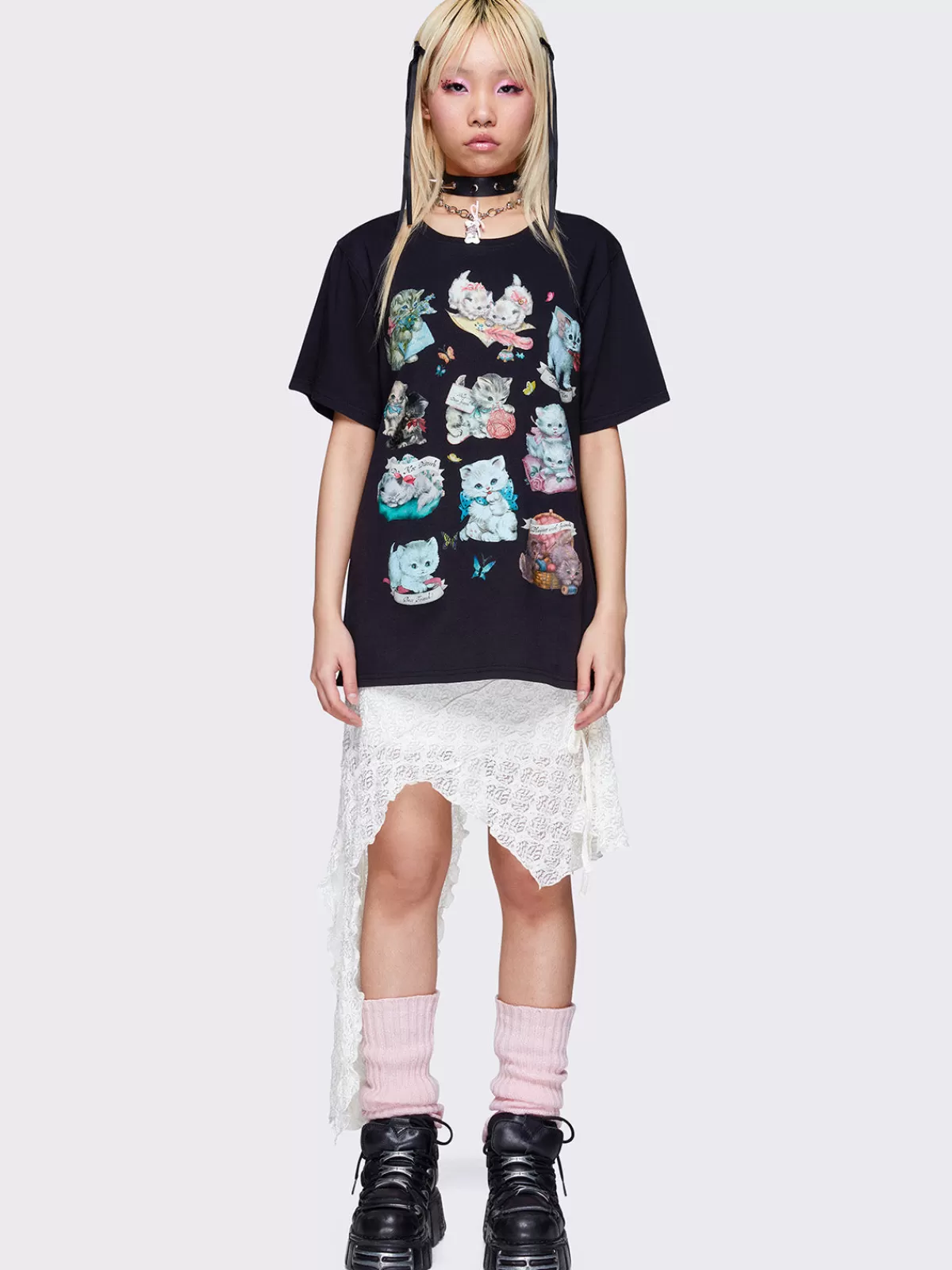Cheap Minga London Kitty Paradise Graphic T-shirt Black