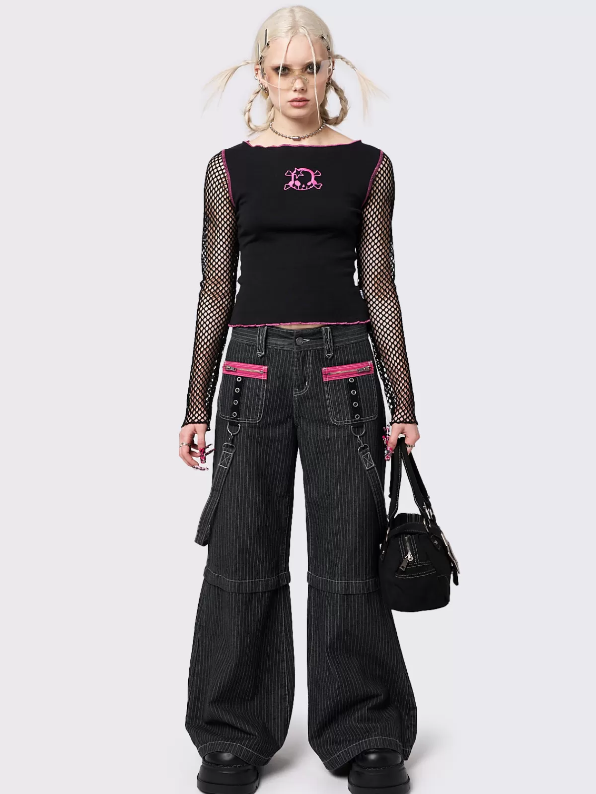 Best Sale Minga London Lethal Fishnet Long Sleeve Top Black