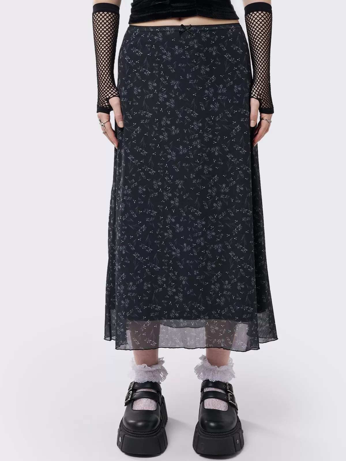 Best Minga London Lila Floral Print Midi Skirt Black