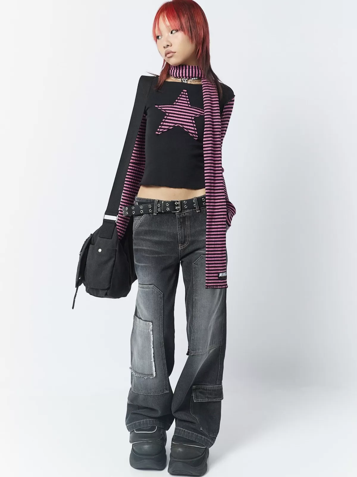Best Minga London Lost Star Black Striped Long Sleeve Top Pink