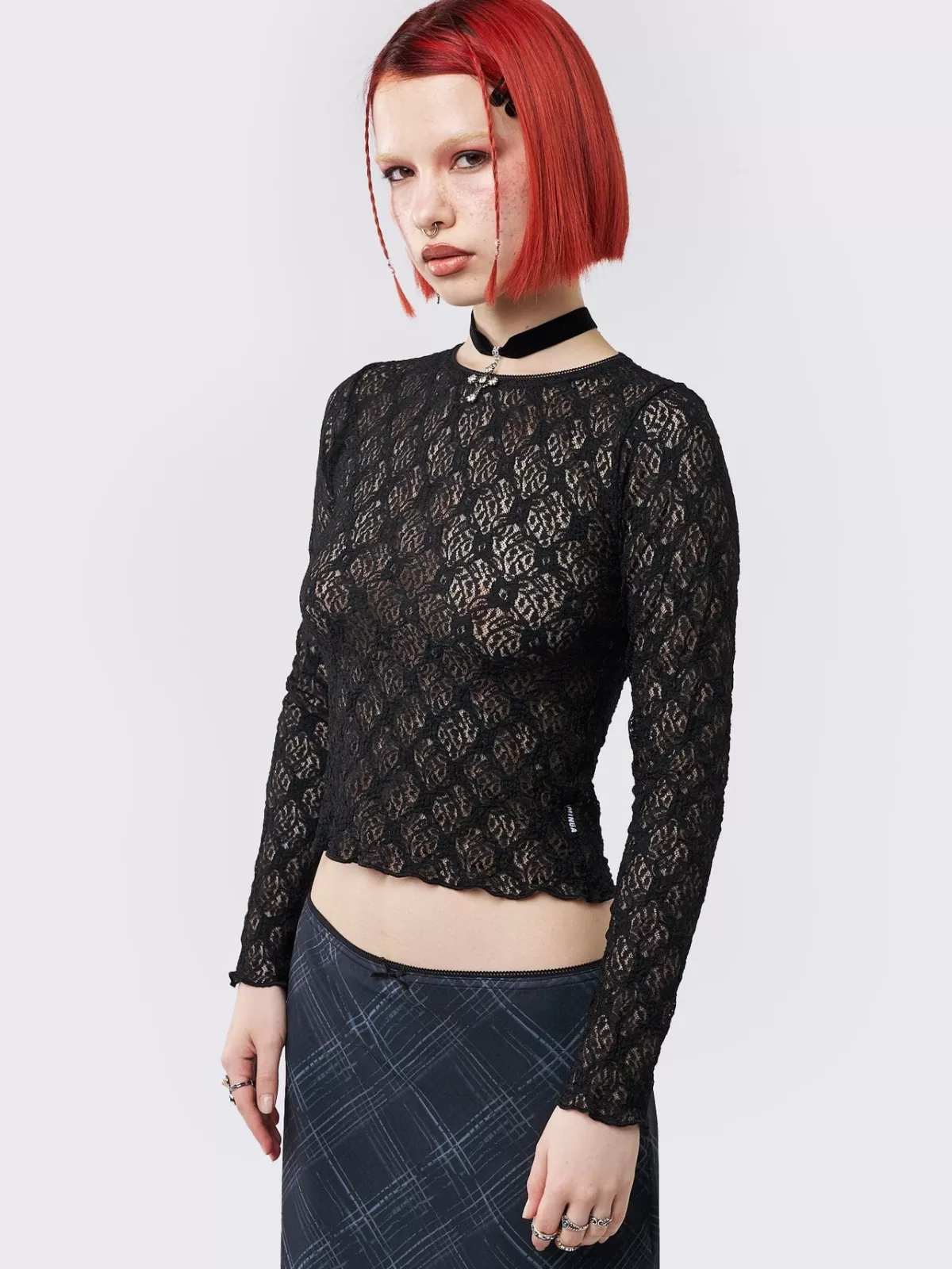 Hot Minga London Lyra Floral Lace Top Black