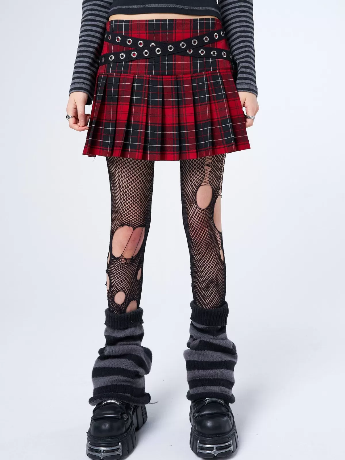 Discount Minga London Miley & Black Tartan Mini Skirt Red