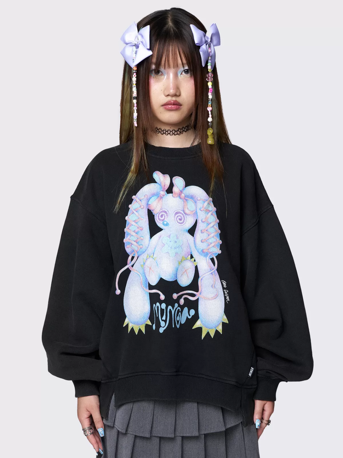 Hot Minga London Minga X Ema Gaspar Bunny Graphic Sweatshirt Black
