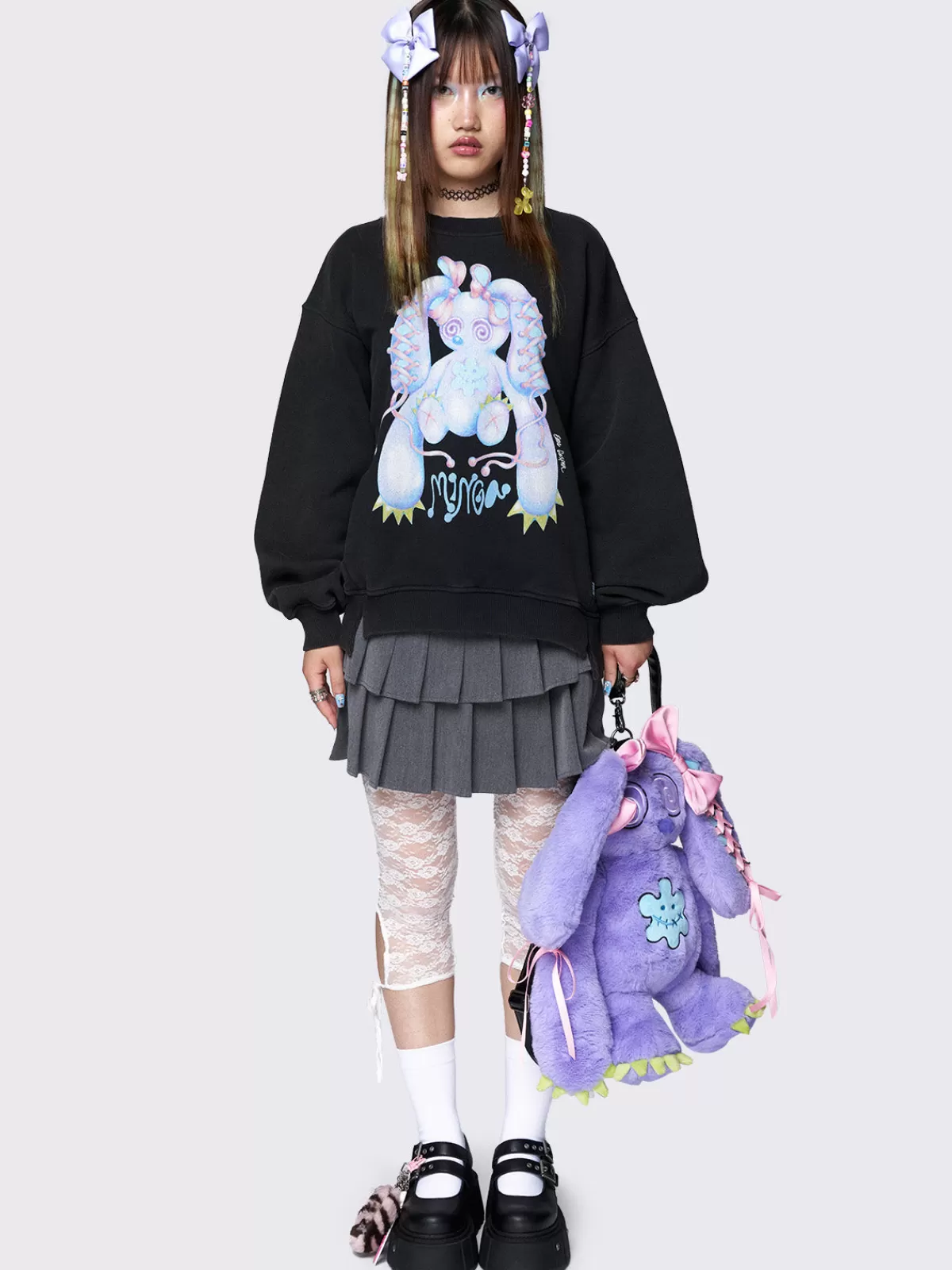 Hot Minga London Minga X Ema Gaspar Bunny Graphic Sweatshirt Black