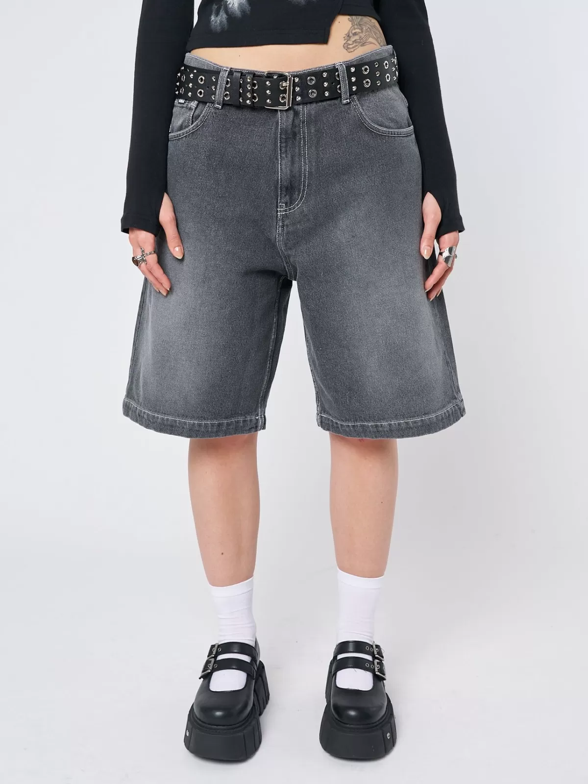 Shop Minga London Naida Star Jorts Black