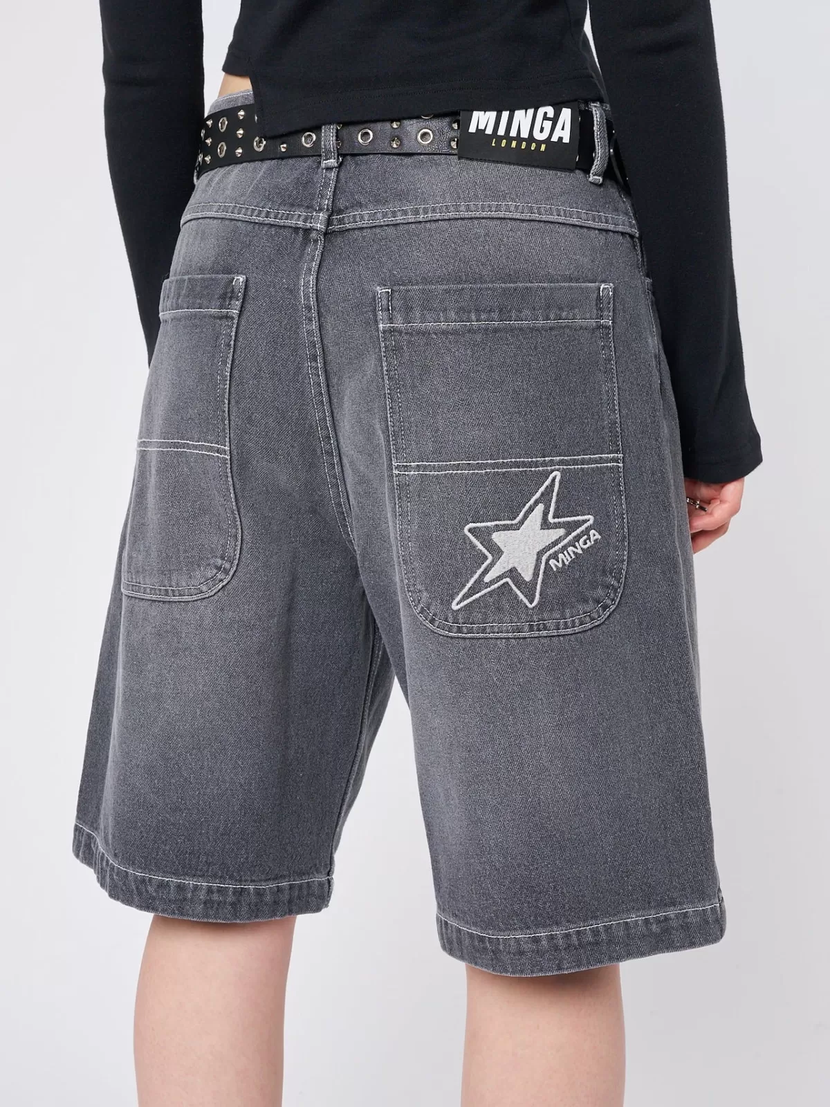 Shop Minga London Naida Star Jorts Black