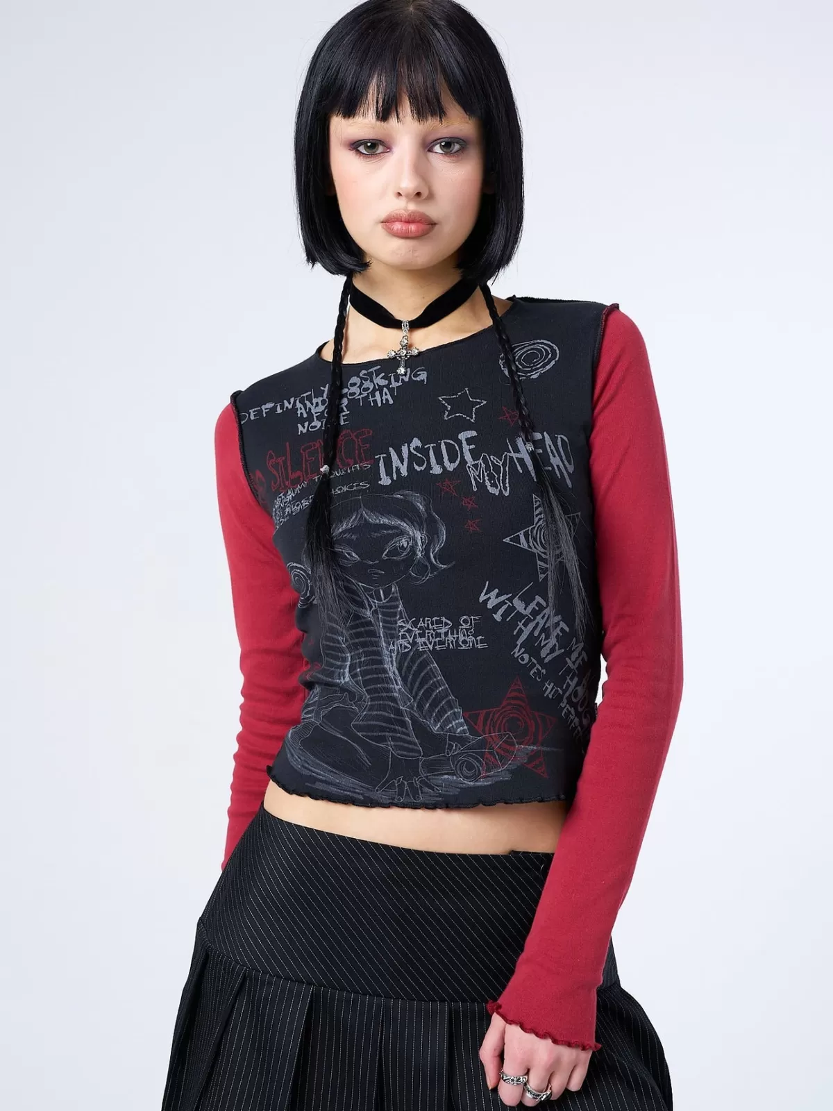 Online Minga London No Silence & Black Graphic Top Red