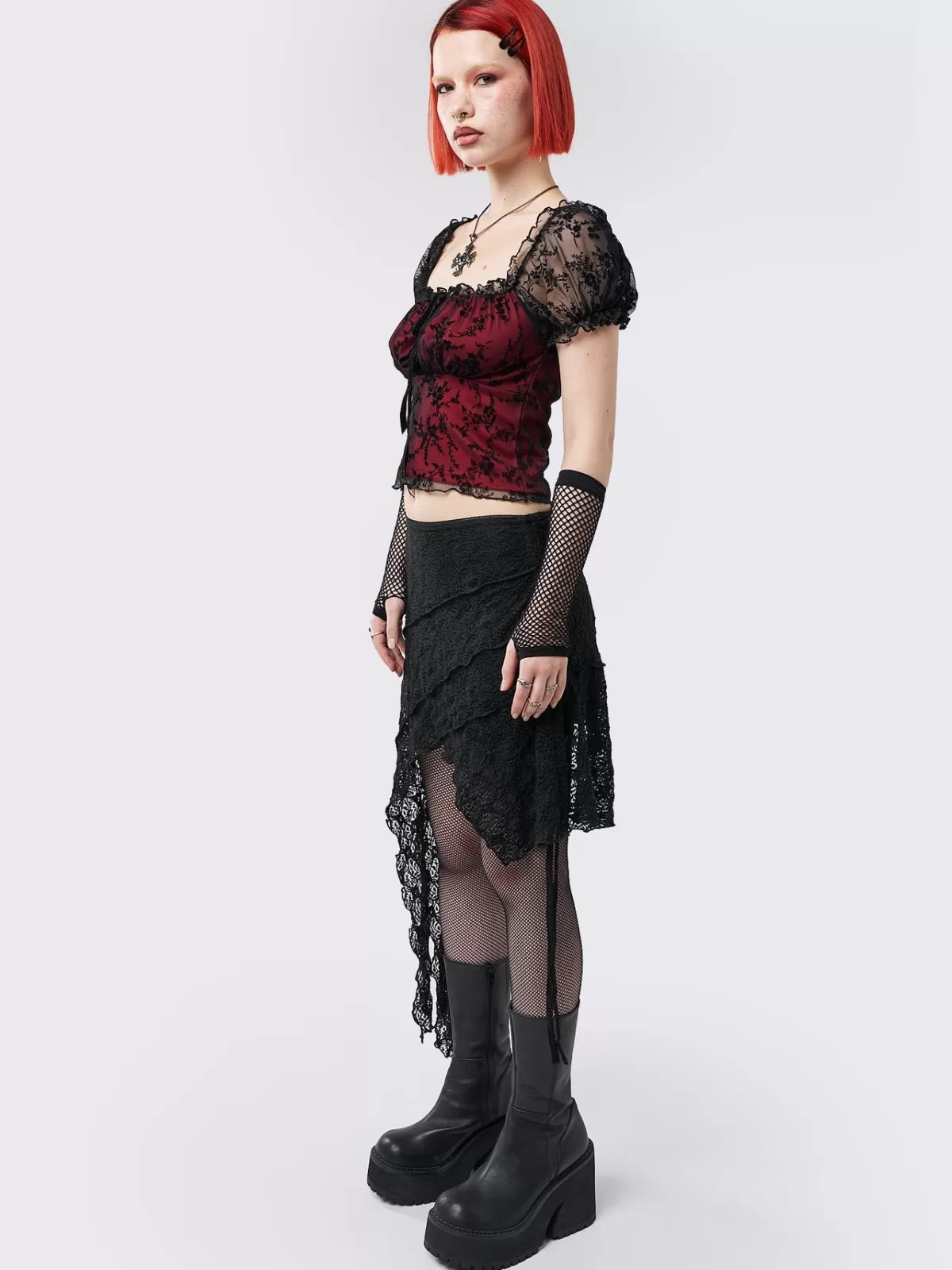 Cheap Minga London Odessa Floral Milkmaid Top Burgundy