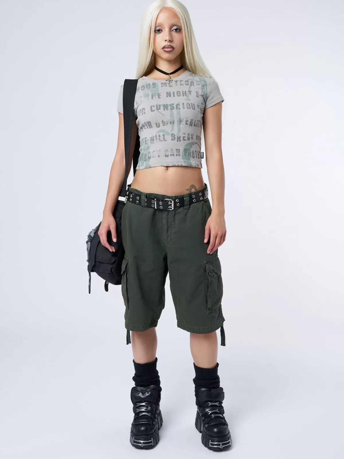 Clearance Minga London Off Dutty Graphic Baby Tee Grey