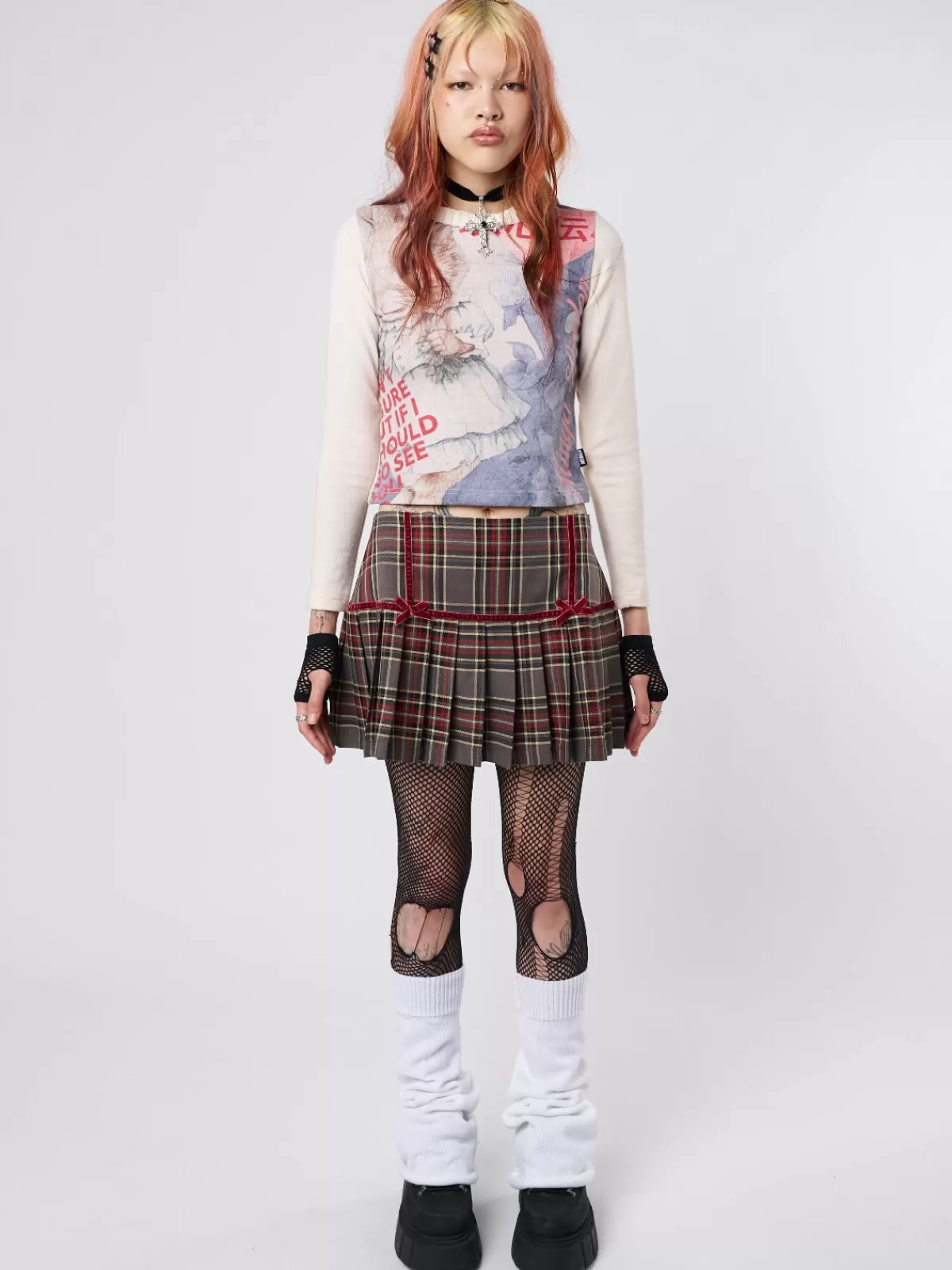 Fashion Minga London Orla Pleated Tartan Mini Skirt Red