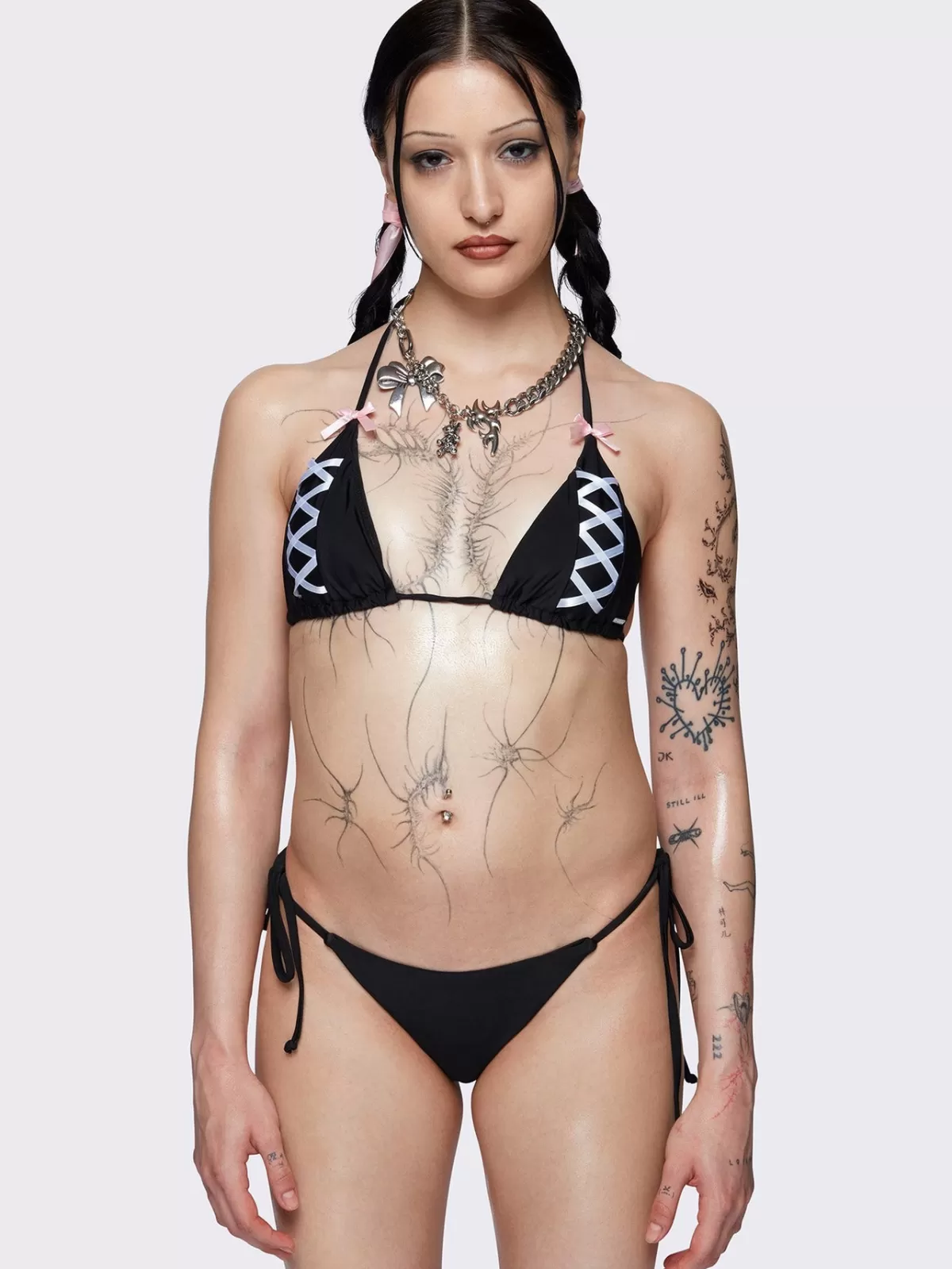 Discount Minga London Pami Bows Tie Side Bikini Bottoms Black
