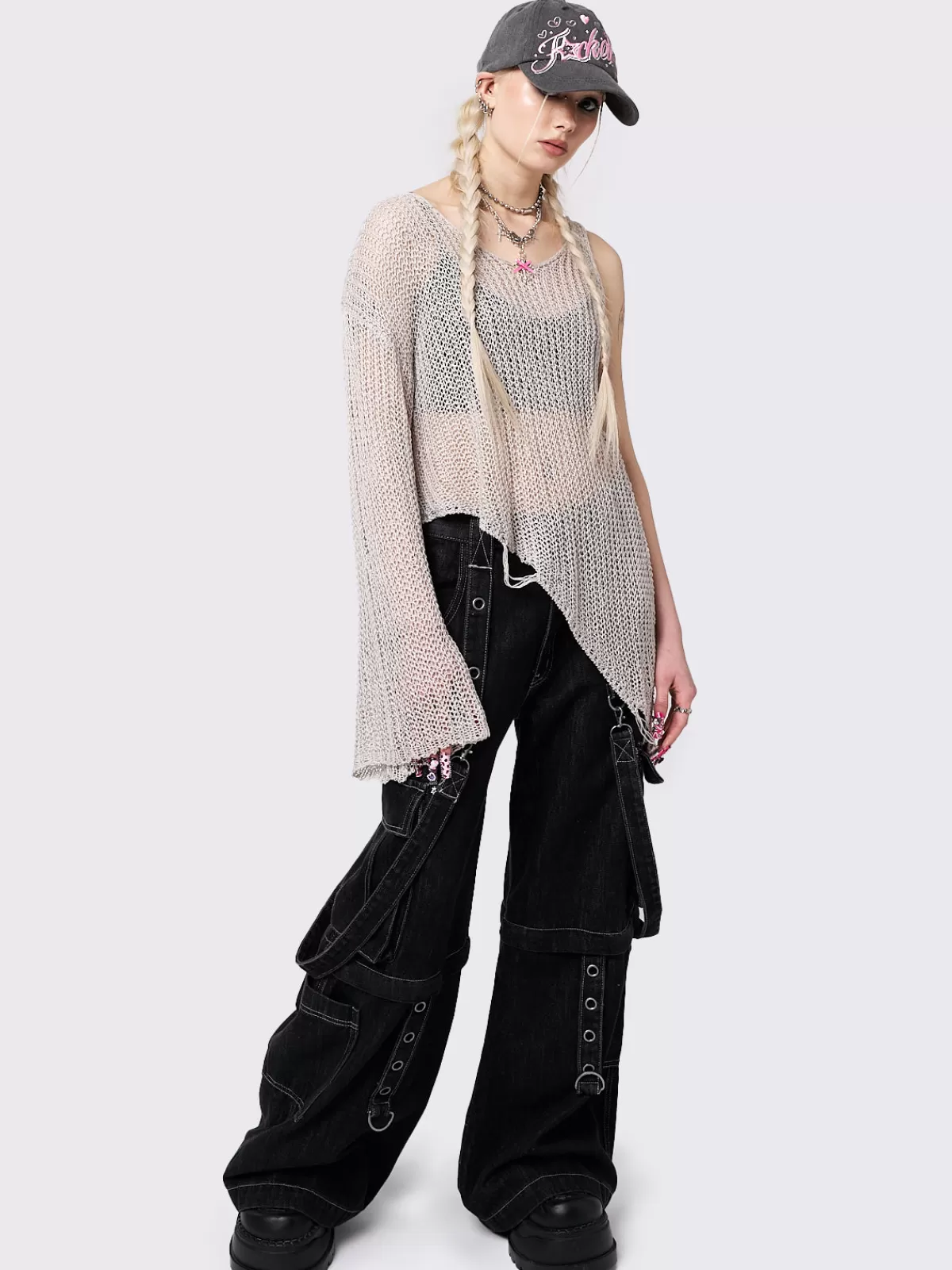 Outlet Minga London Phoebe Asymmetric One Shoulder Knit Jumper Beige