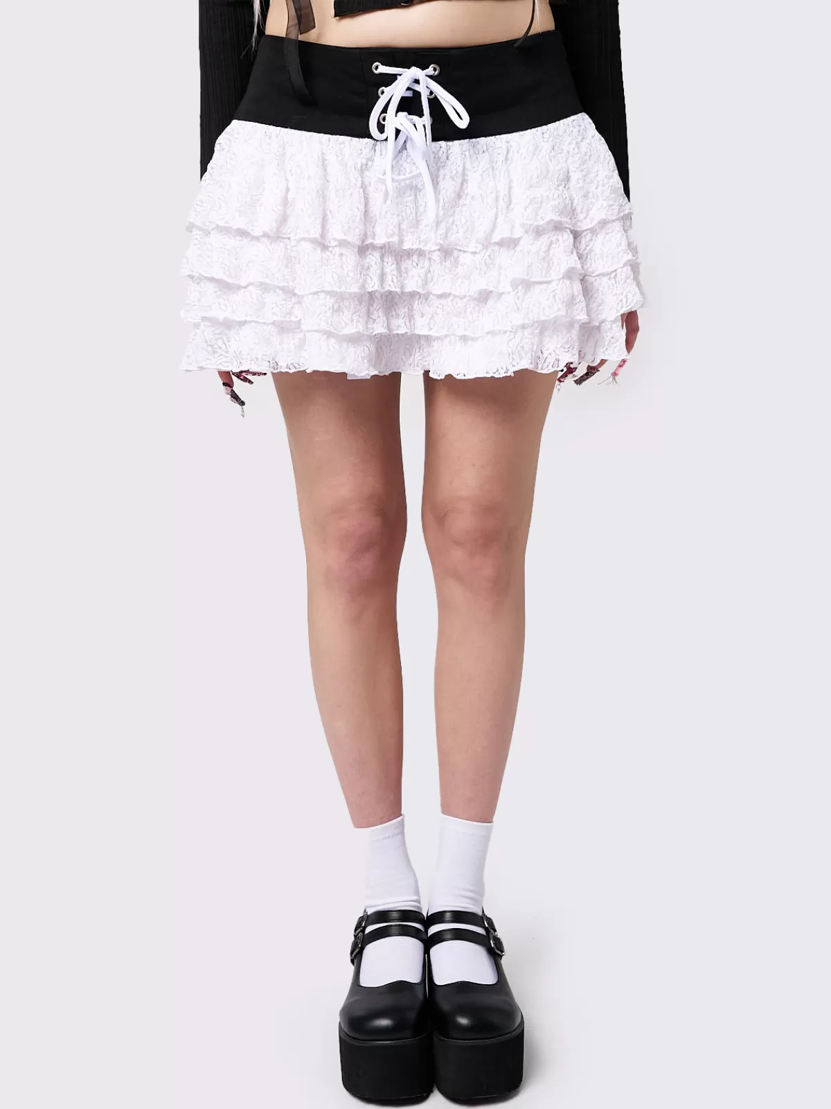 Sale Minga London Presley Tutu Lace-Up Mini Skirt White