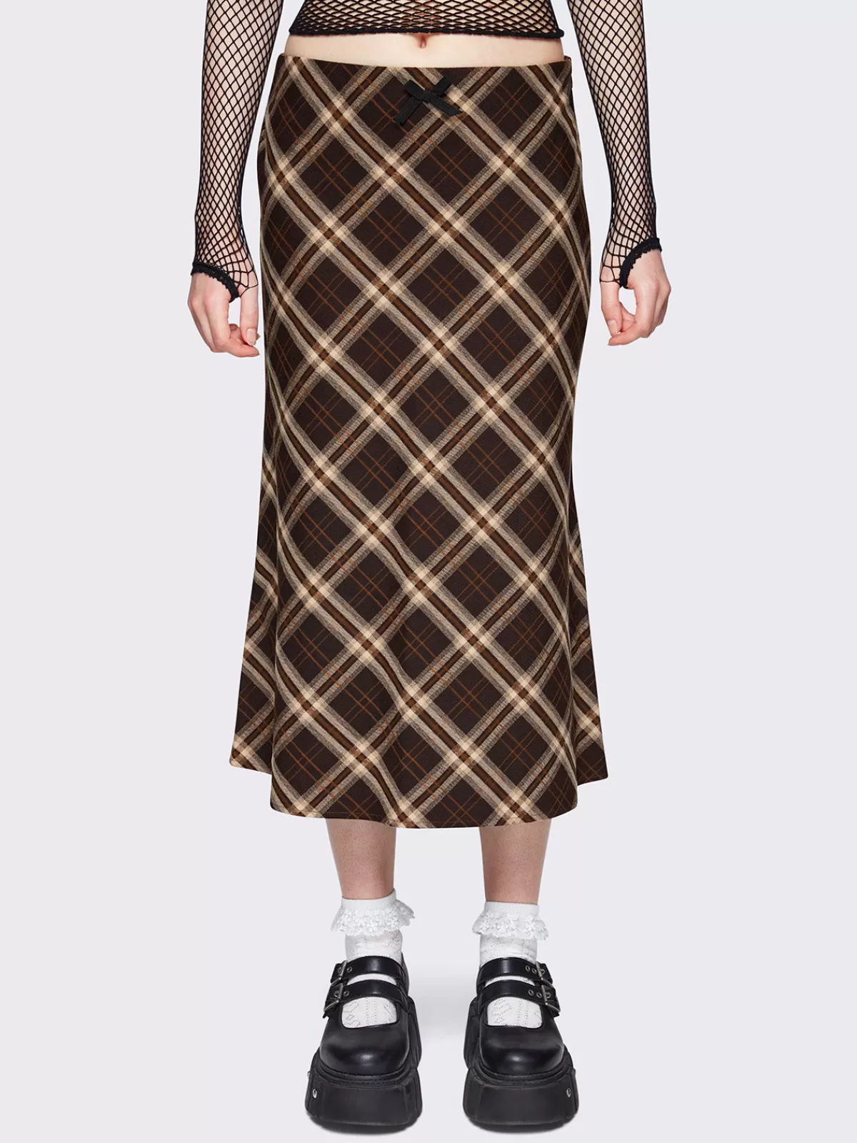 Shop Minga London Prim Plaid Midi Skirt Multi