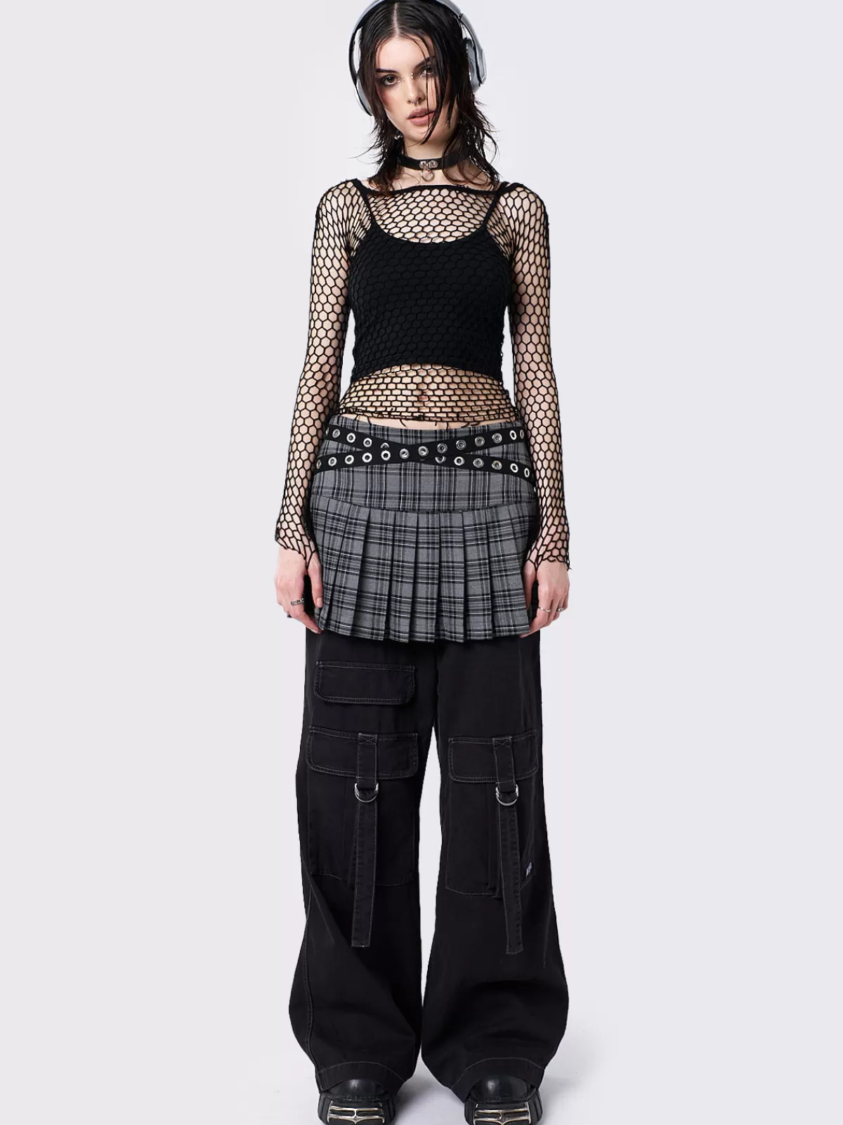 Clearance Minga London Rave Fishnet Long Sleeve Top Black