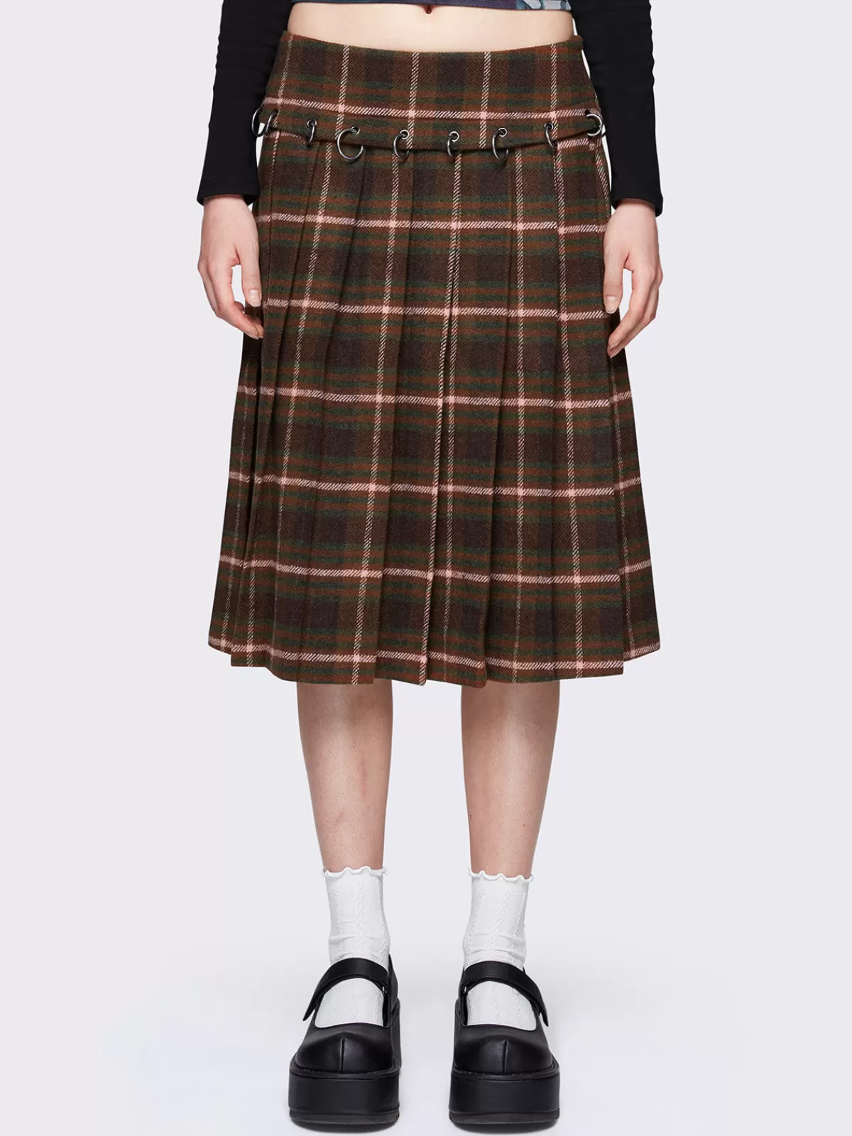New Minga London Rowan Plaid Midi Skirt Multi