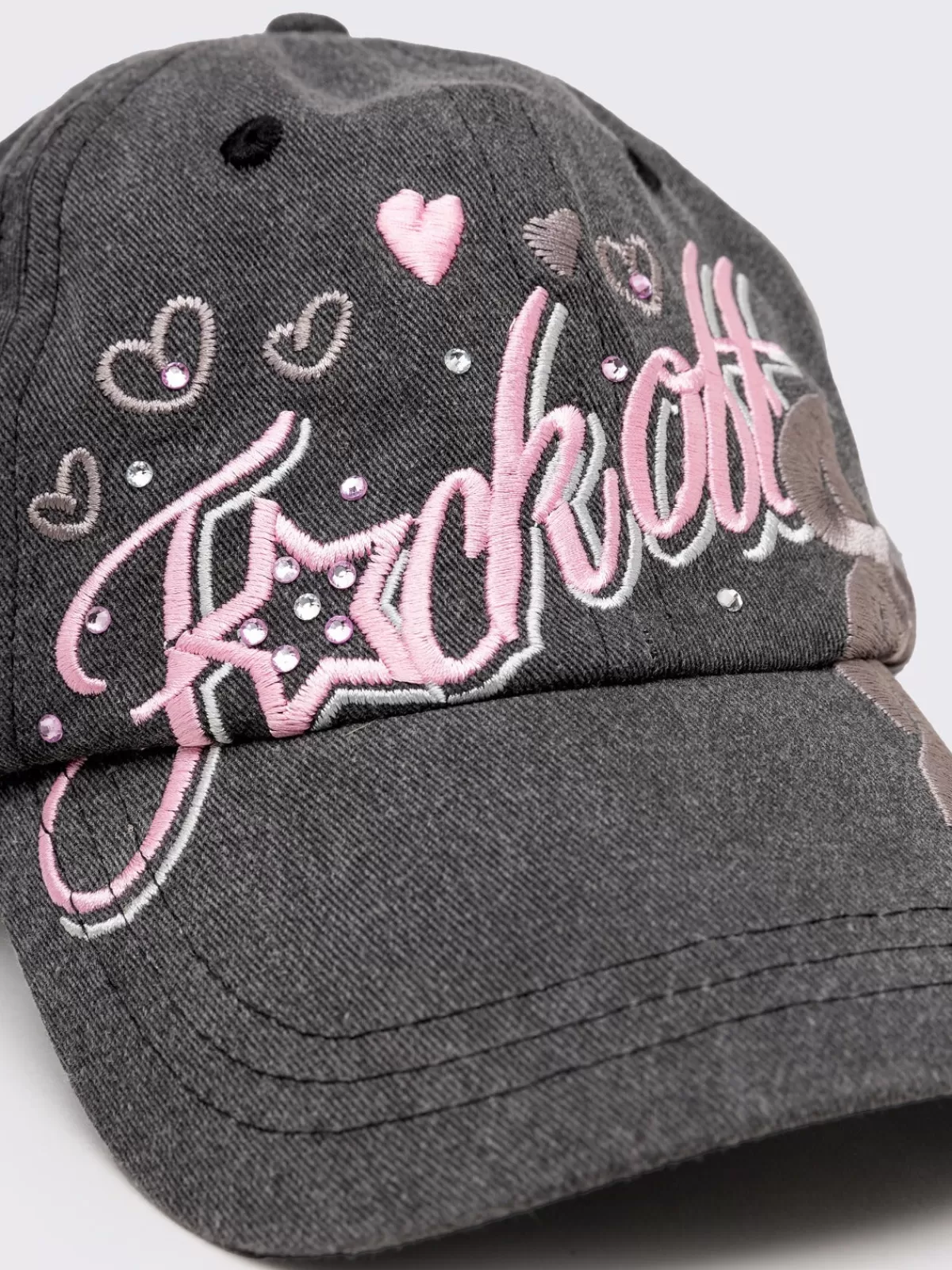 Hot Minga London Sassy Sweetheart Rhinestones Baseball Cap Black