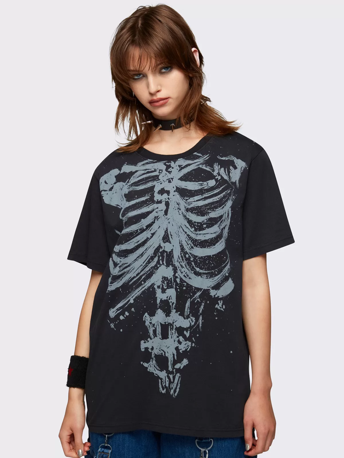 Cheap Minga London Shadowed Bones Graphic T-shirt Black