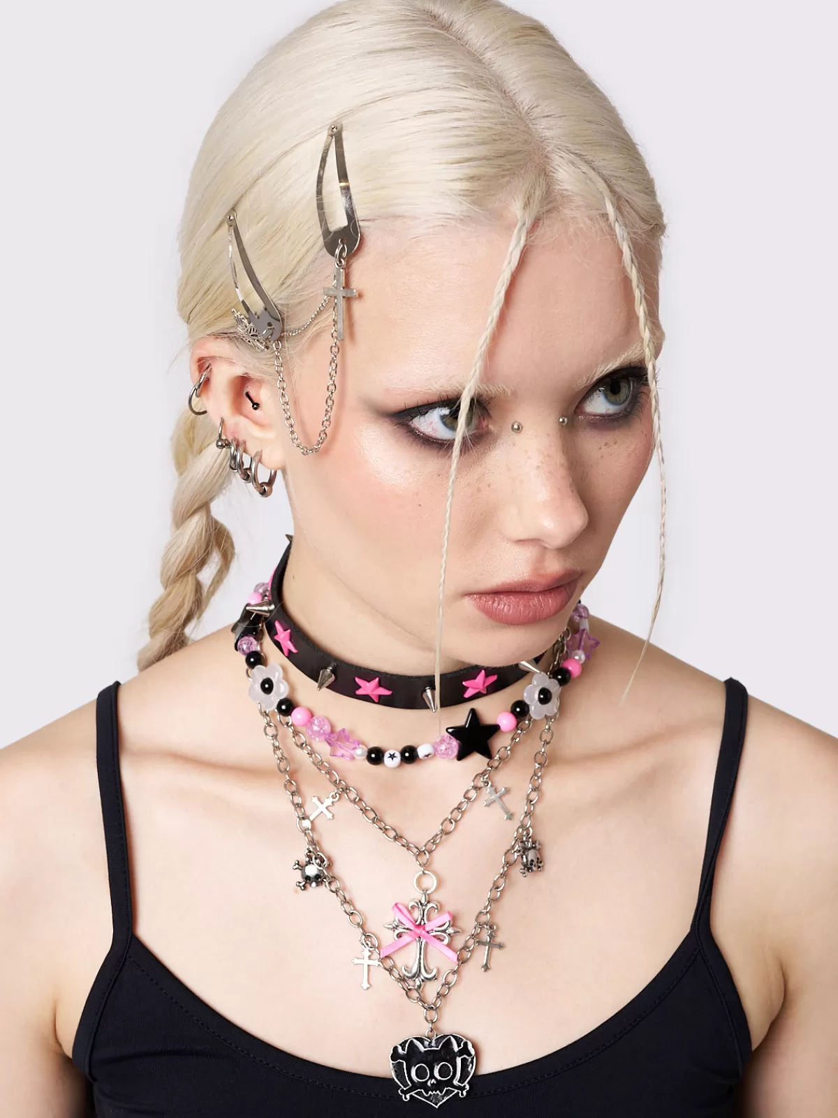 Shop Minga London Skeletal Passion Multichain Necklace Set Silver