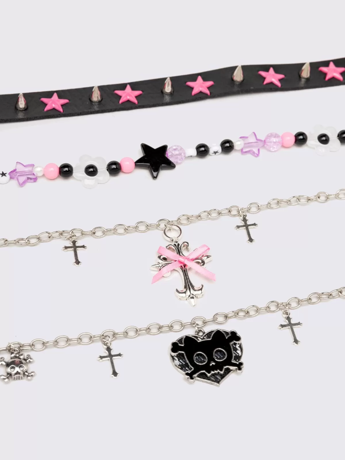 Shop Minga London Skeletal Passion Multichain Necklace Set Silver