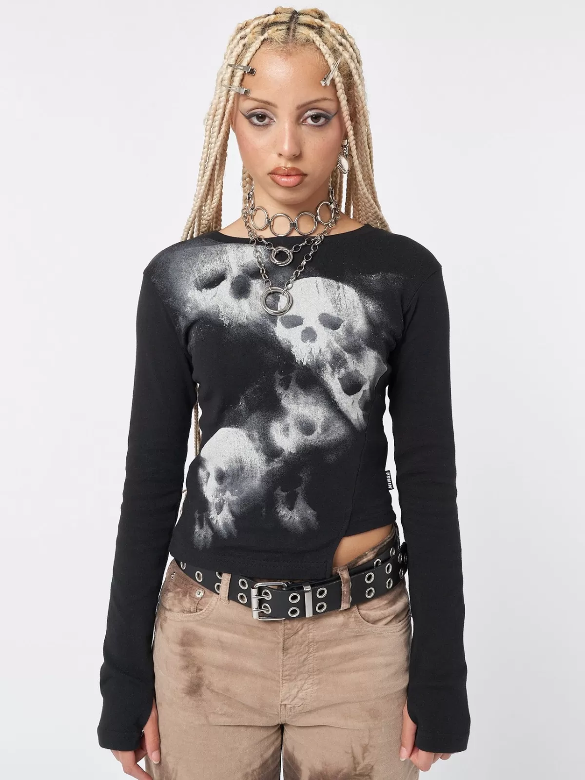 Store Minga London Skull Crusher Asymmetric Top Black