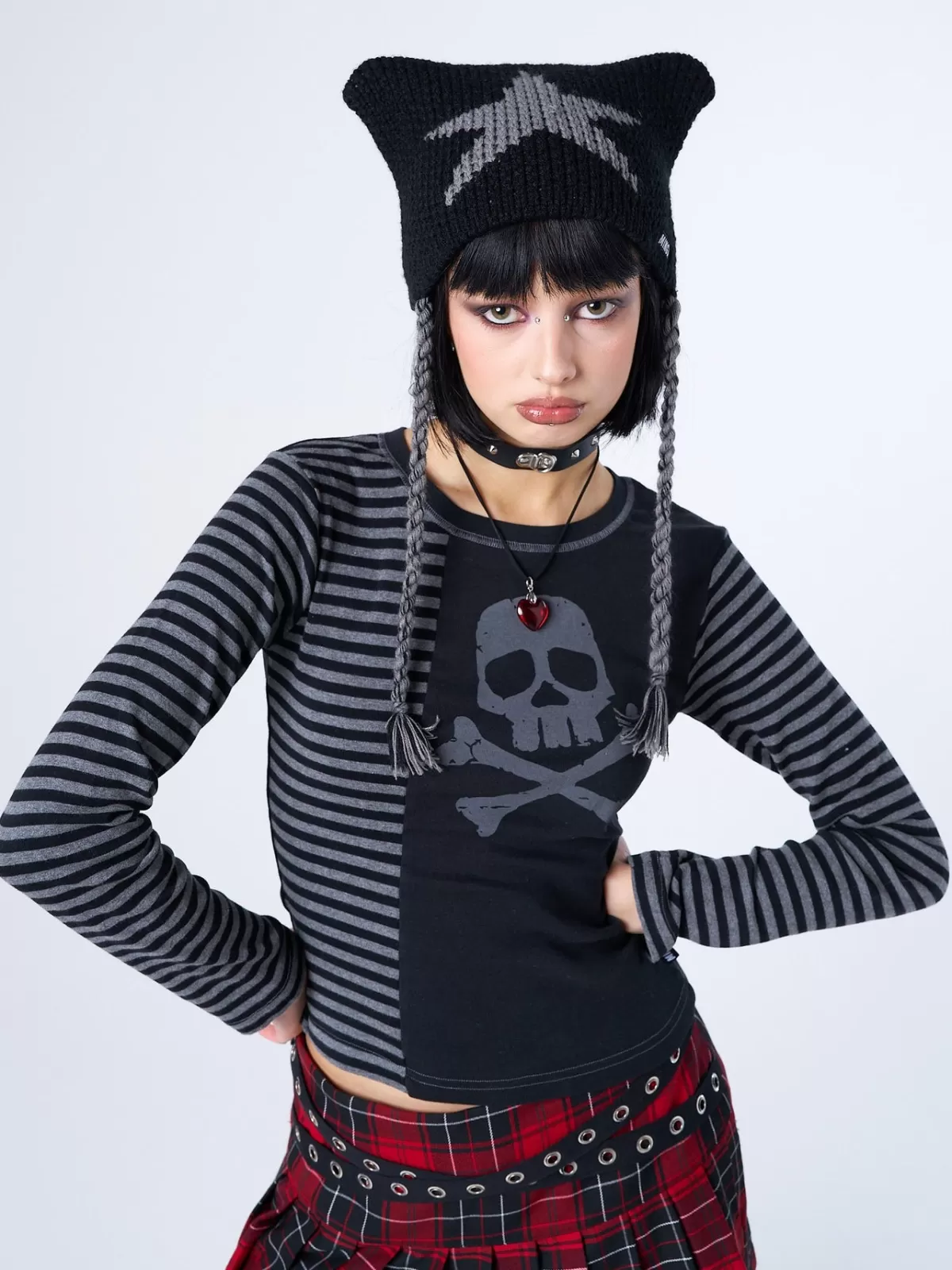 Best Sale Minga London Skull Striped Top Grey
