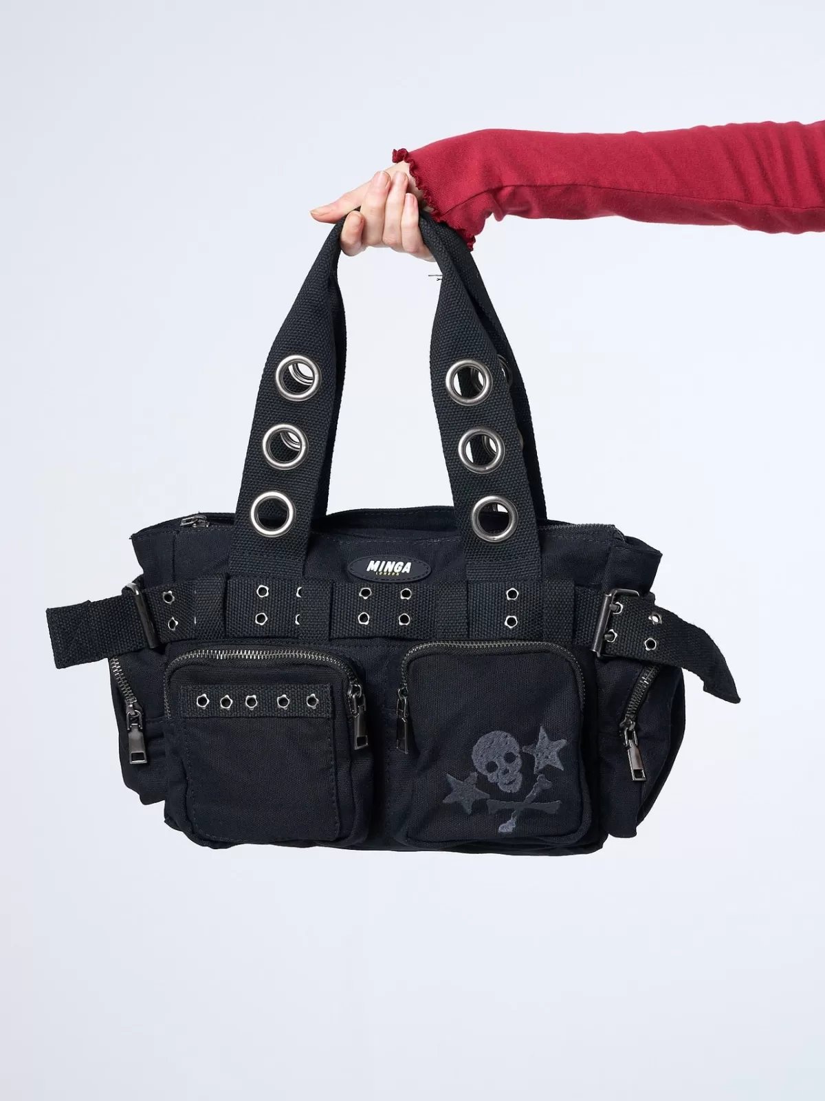 Discount Minga London Sky Of Skulls Multi Pockets Handbag Black