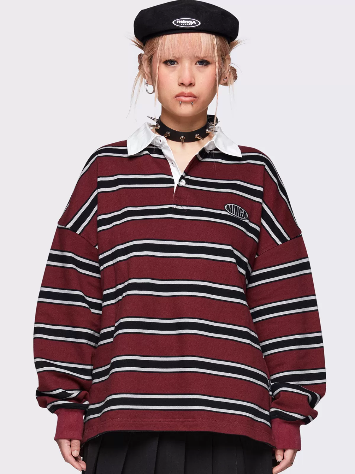 Store Minga London Spencer Striped Polo Burgundy