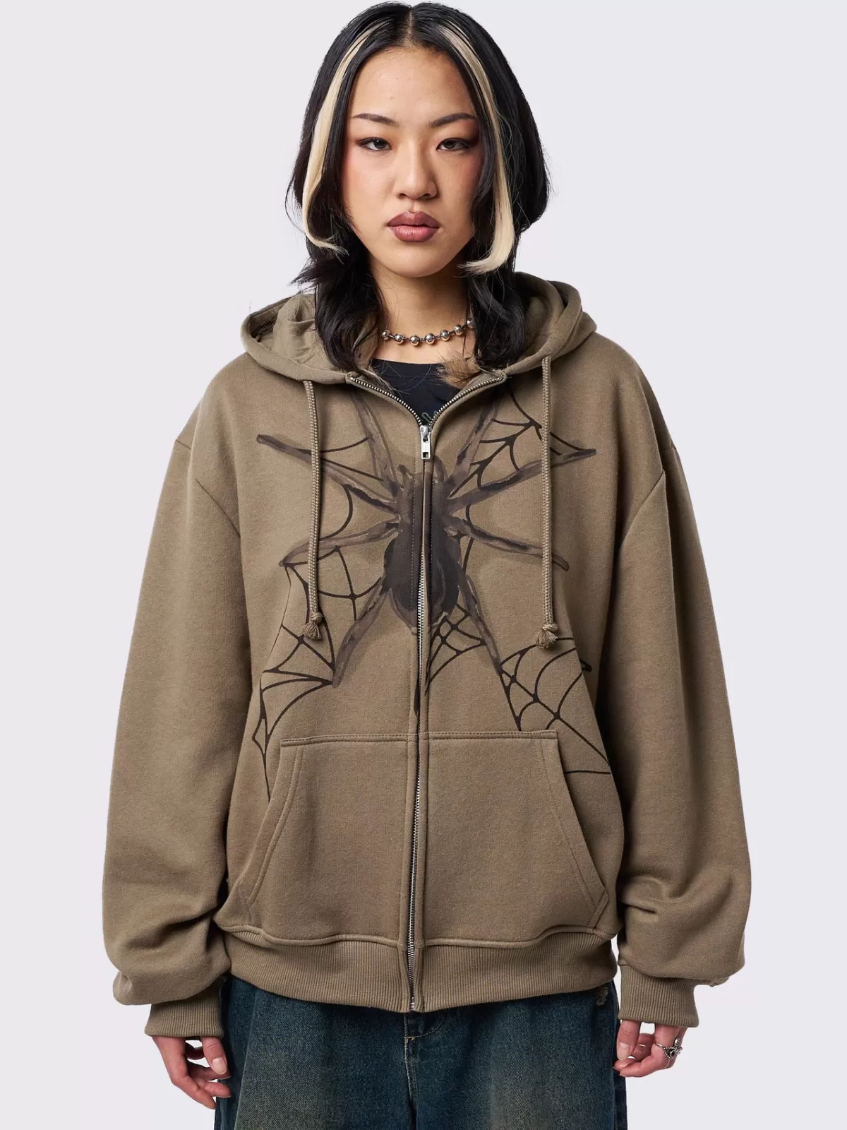 Sale Minga London Spiderweb Khaki Zip Up Hoodie Green