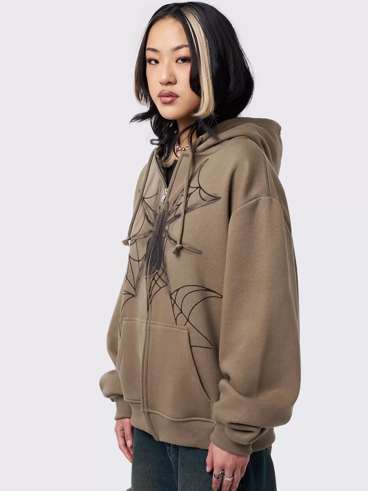 Sale Minga London Spiderweb Khaki Zip Up Hoodie Green