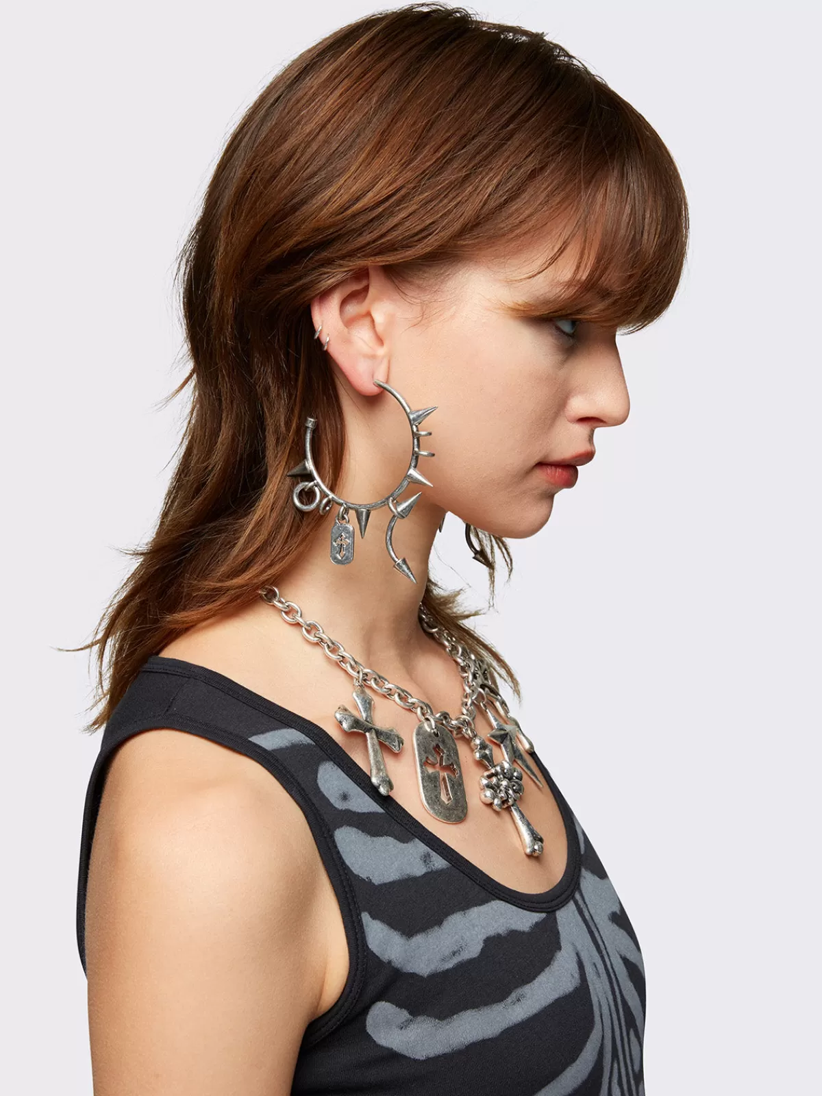 Sale Minga London Spiked Riot Hoop Earrings Silver
