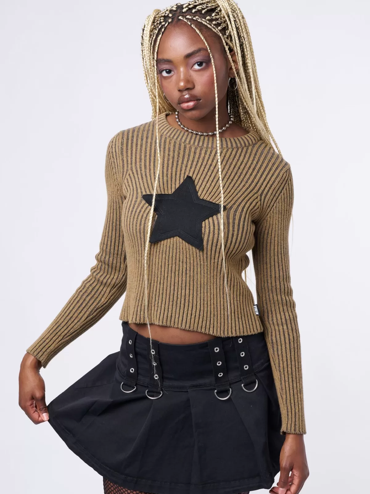 Outlet Minga London Star! Chunky Knit Jumper Brown