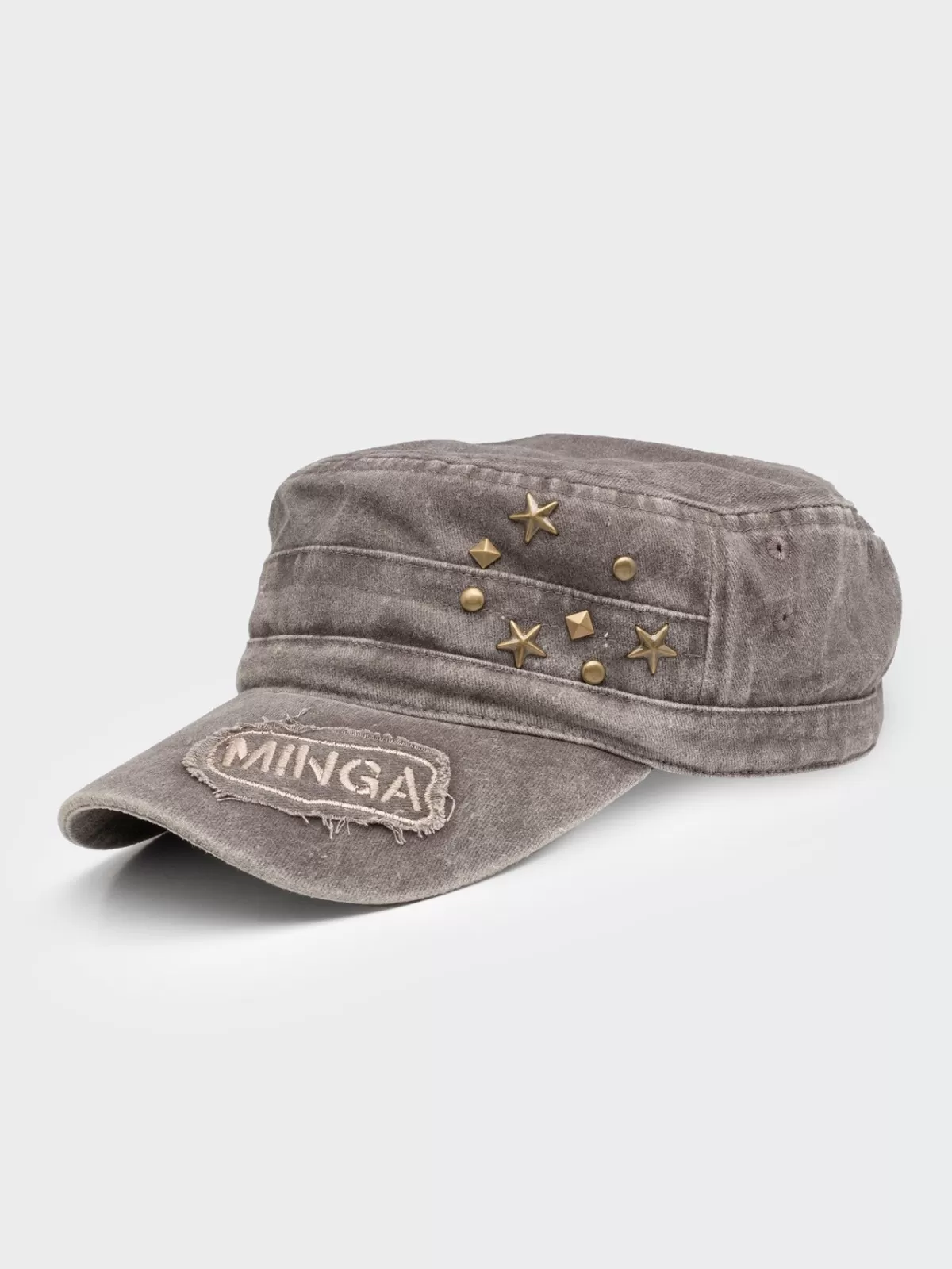 Clearance Minga London Star Studded Minga Military Cap Brown