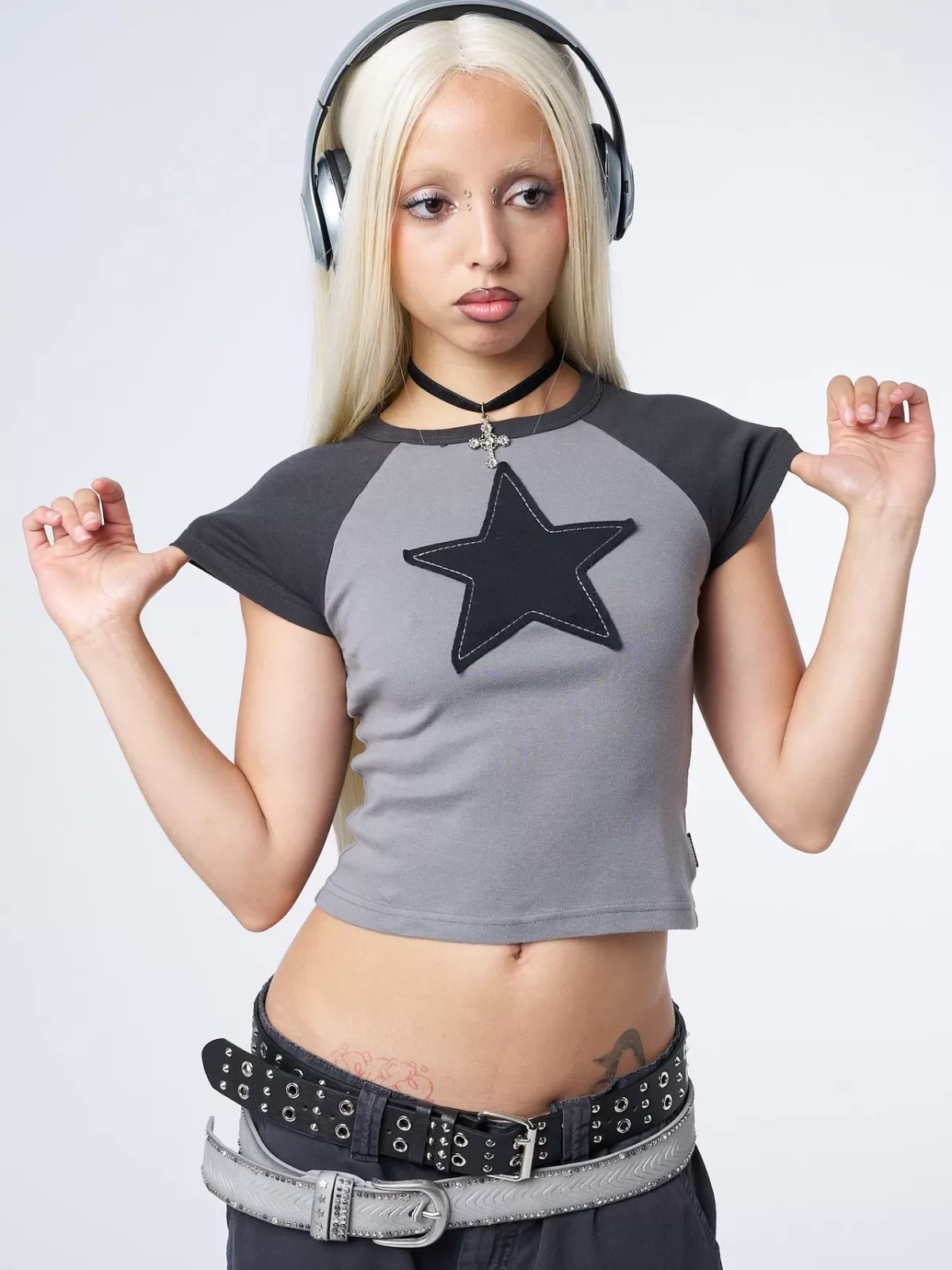 Hot Minga London Starlight Raglan Baby Tee Grey
